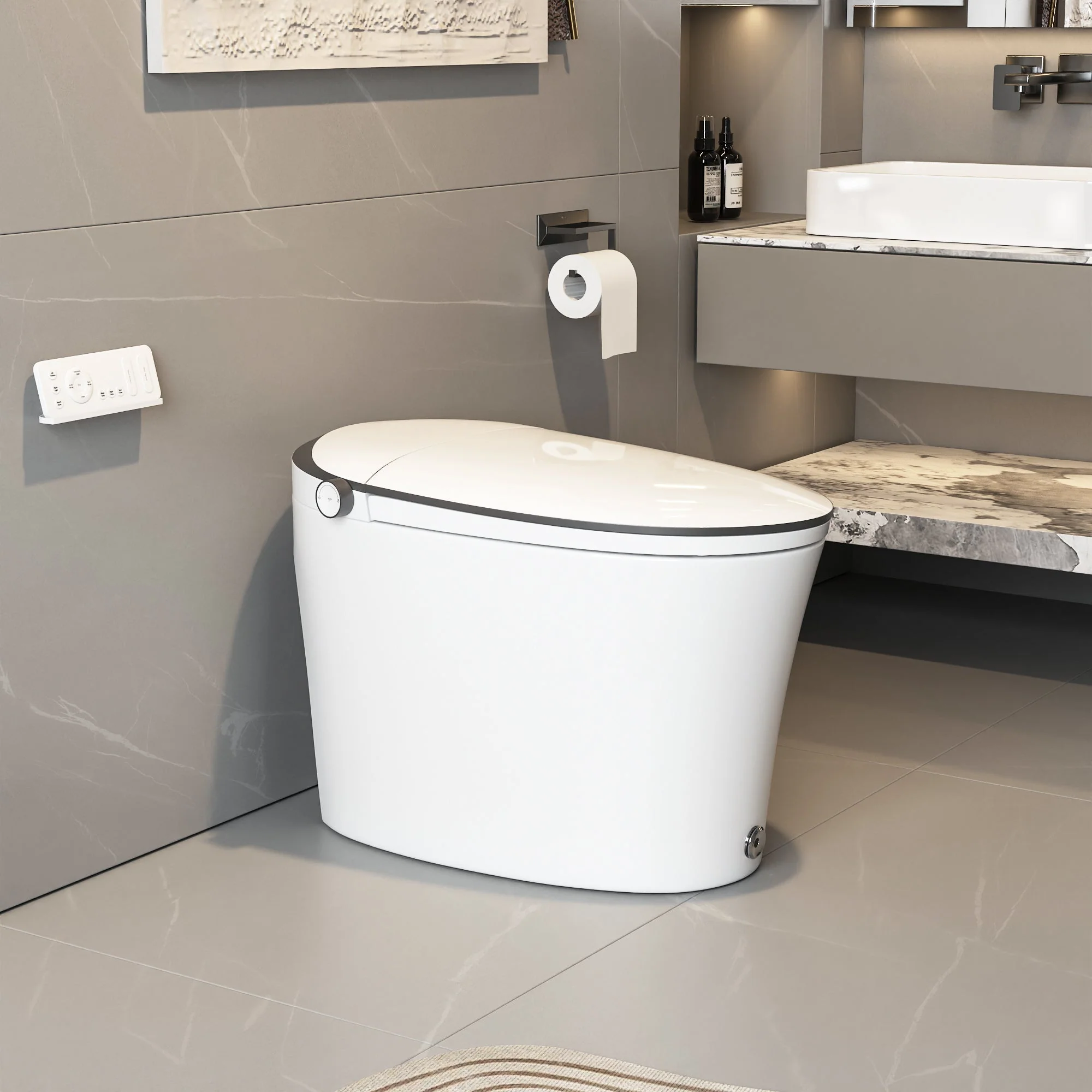 DeerValley DV-1S0019/V1/V3 Tankless Elongated Smart Toilet Quiet-Closed Heated Seat Sensor Auto, Foot Kick & Blackout Flush, Night Light - Image 6