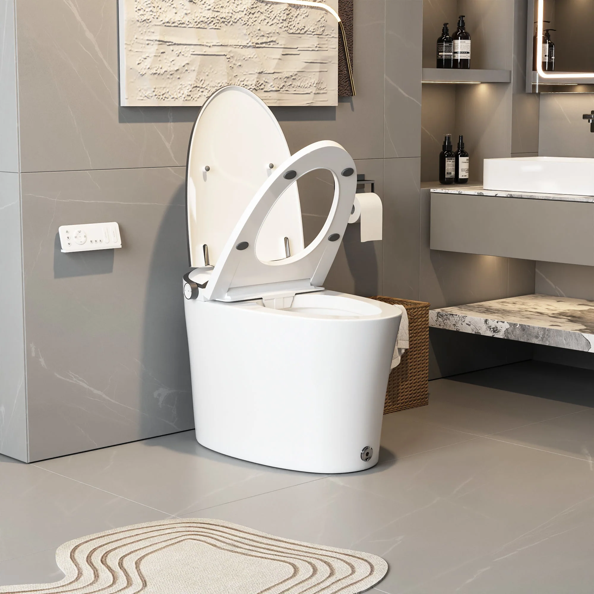 DeerValley DV-1S0019/V1/V3 Tankless Elongated Smart Toilet Quiet-Closed Heated Seat Sensor Auto, Foot Kick & Blackout Flush, Night Light - Image 8