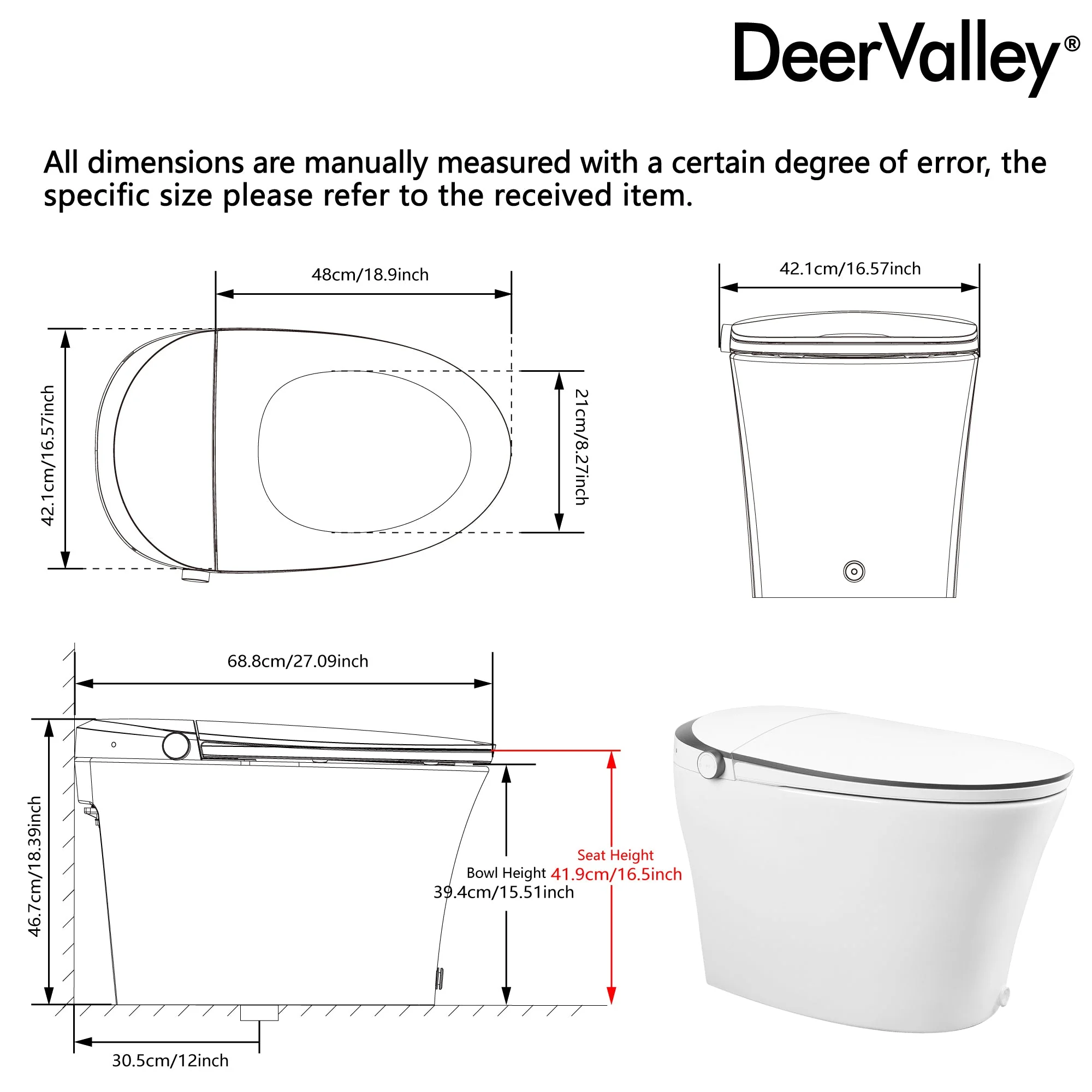 DeerValley DV-1S0019-V3 Smart Bidet Toilet with Purified Water Cleaning for Enhanced Hygiene - Image 6
