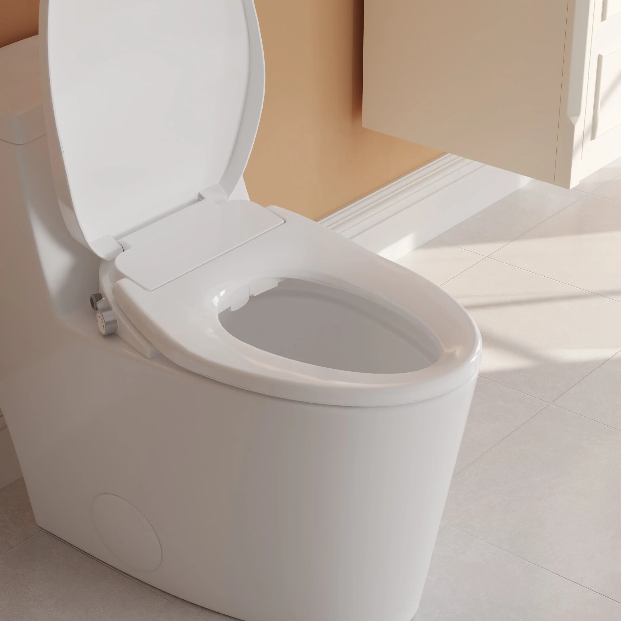 DeerValley DV-1S0028 Elongated Manual Bidet Toilet Seat with Self Cleaning Dual Nozzles, Rear & Feminine Cleaning, Non-Electric Bidets for Existing Toilets, White, No Wiring & Easy Installation - Image 3