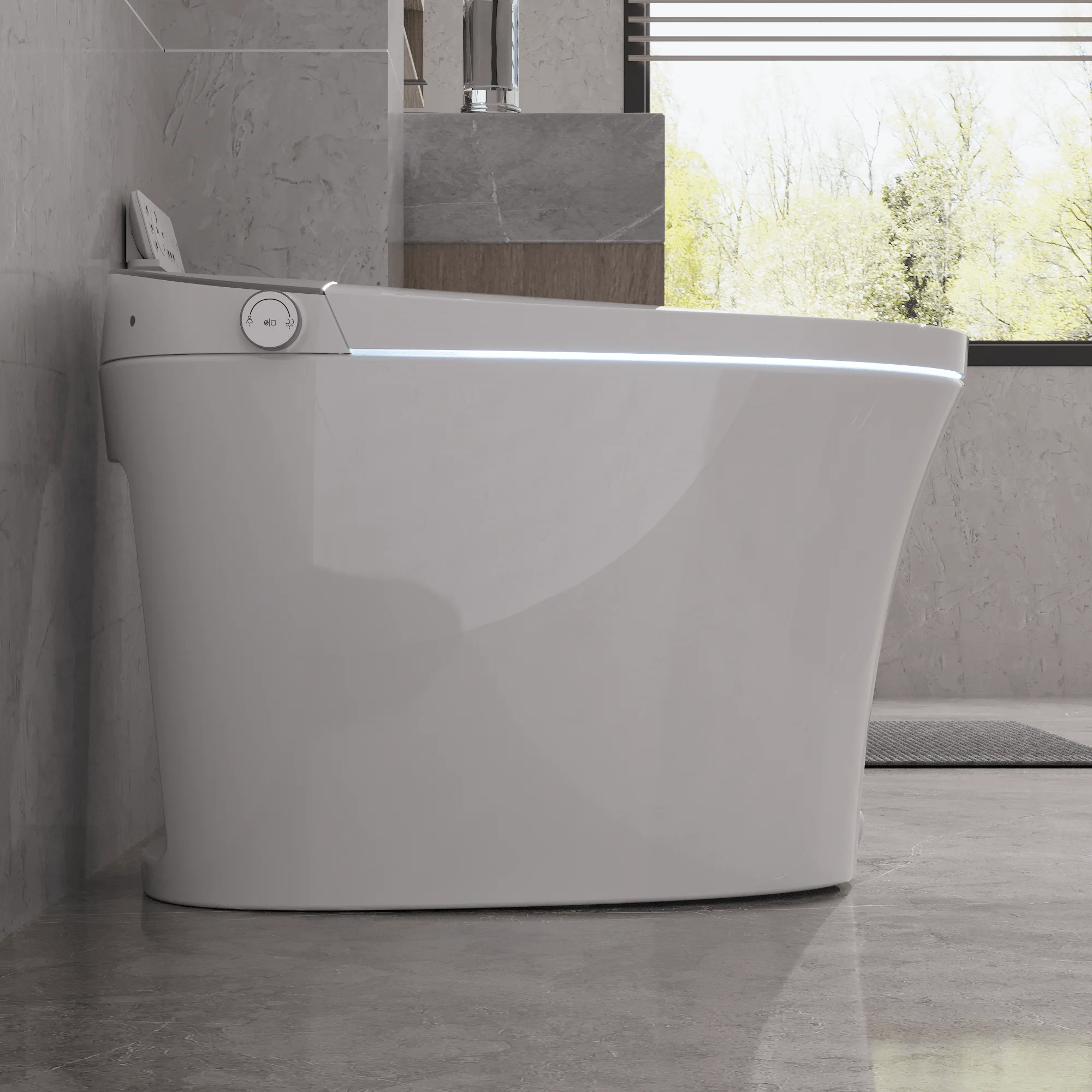 DeerValley DV-1S0150/DV-1S0150-V3 Tankless Smart Toilet,Off-seat Auto Flush,Foot Kick Flush,Night Light,Modern Elongated Toilet with Warm Water - Image 4