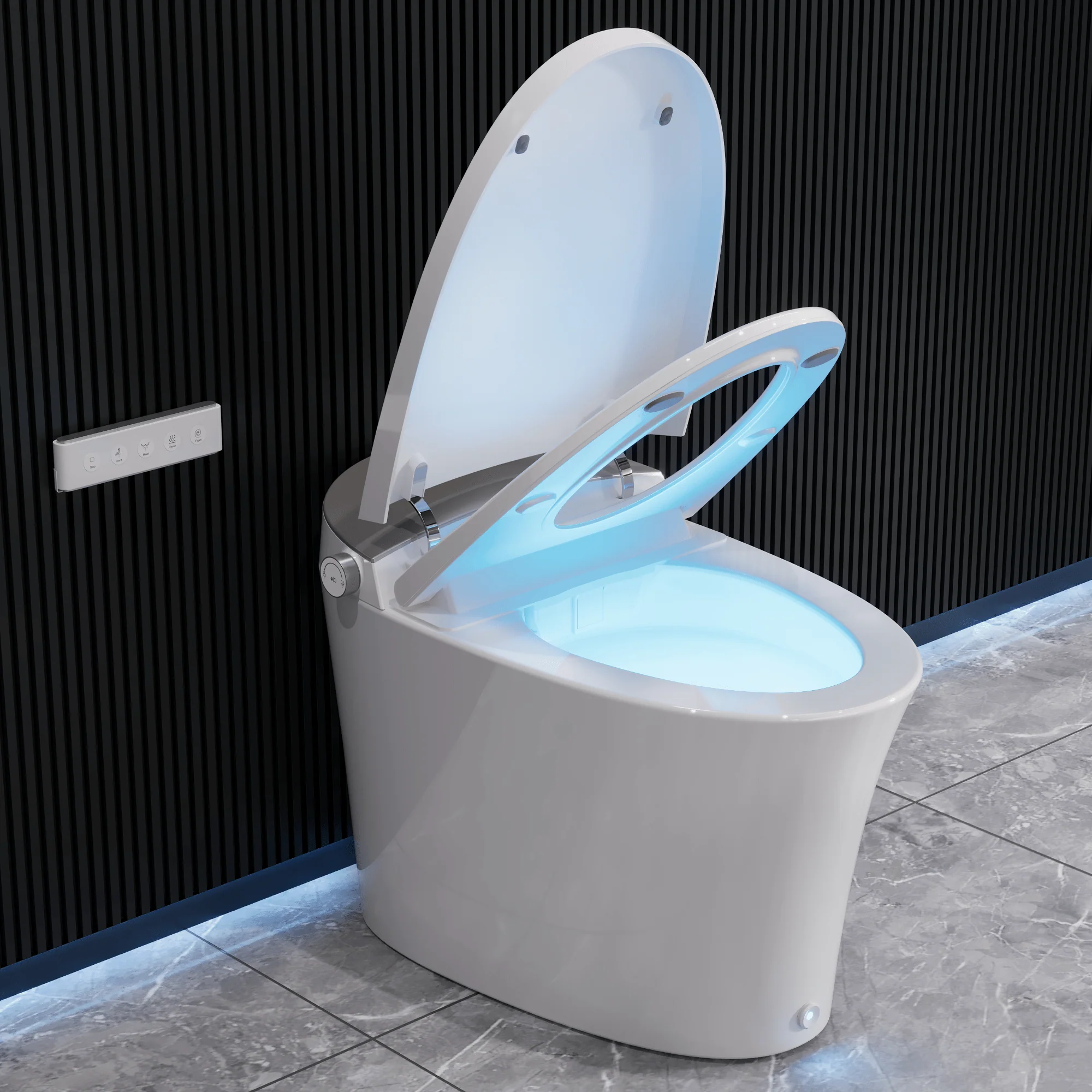 DeerValley DV-1S0150/DV-1S0150-V3 Tankless Smart Toilet,Off-seat Auto Flush,Foot Kick Flush,Night Light,Modern Elongated Toilet with Warm Water - Image 6