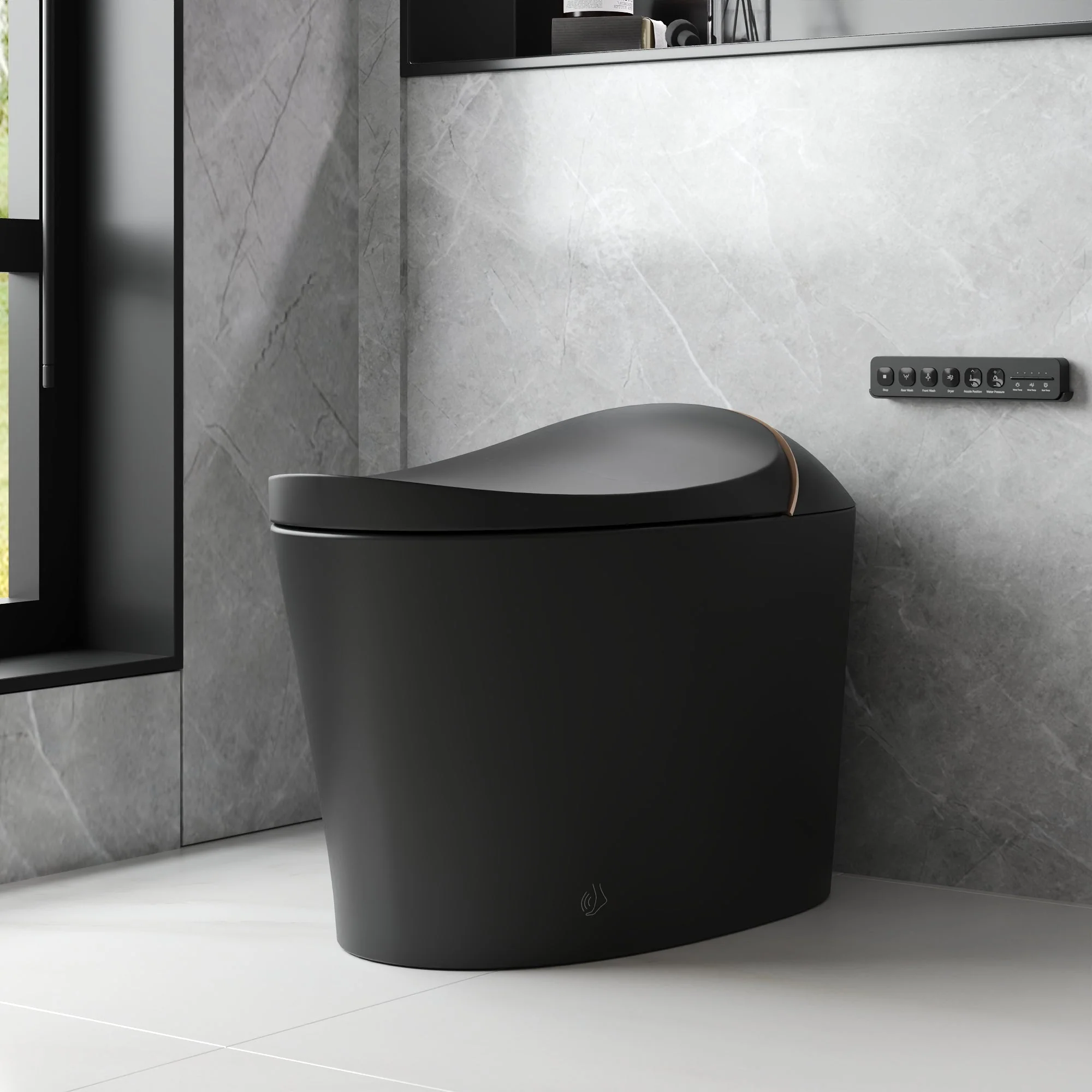 DeerValley DV-1S0160/V1/V3 Tankless Elongated Smart Toilet with Off-Seat Flush/Foot Sensor Flush, Automatic Tankless Toilet with Heated Seat, Warm Water Cleaning, Warm Air dryer - Image 25