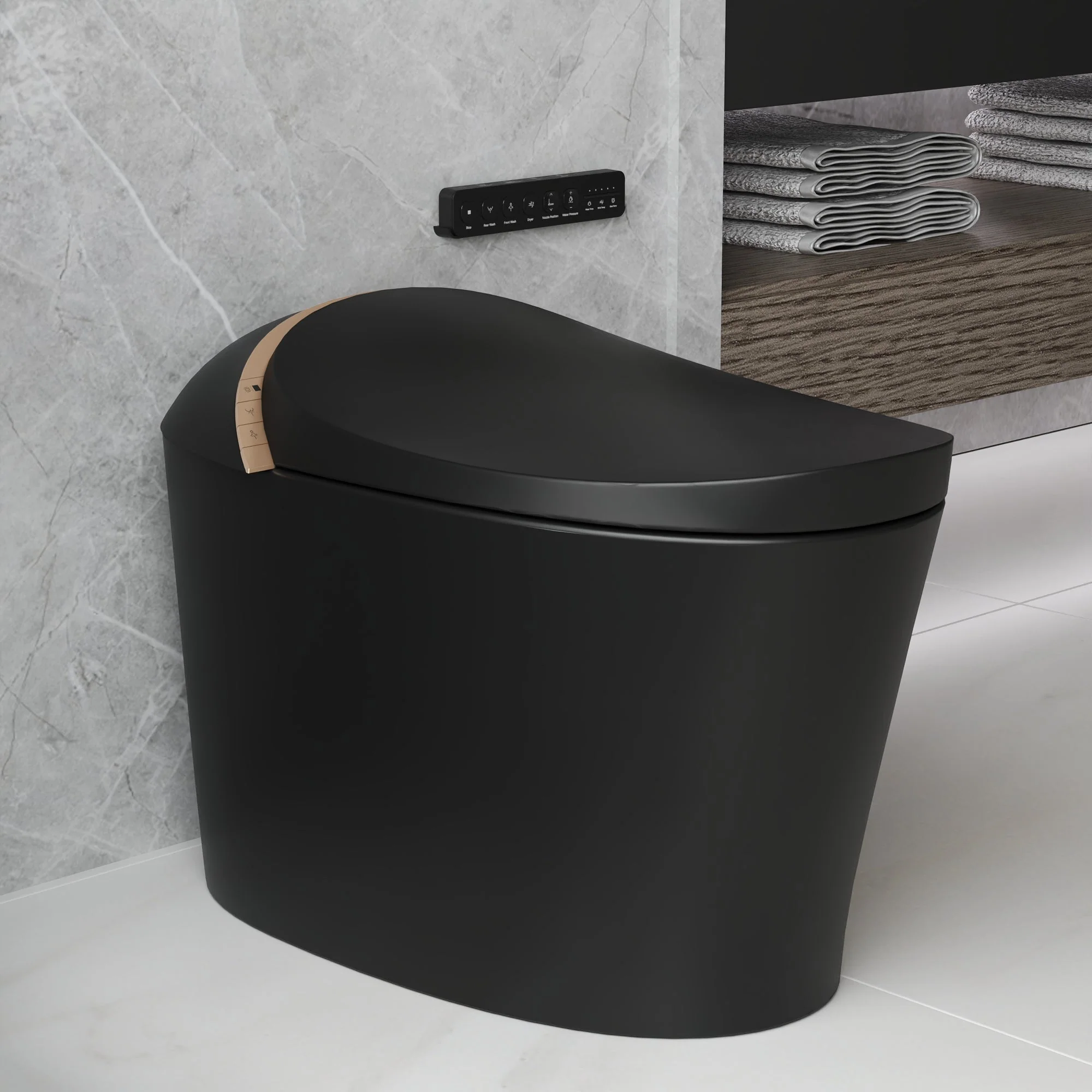DeerValley DV-1S0160/V1/V3 Tankless Elongated Smart Toilet with Off-Seat Flush/Foot Sensor Flush, Automatic Tankless Toilet with Heated Seat, Warm Water Cleaning, Warm Air dryer - Image 28