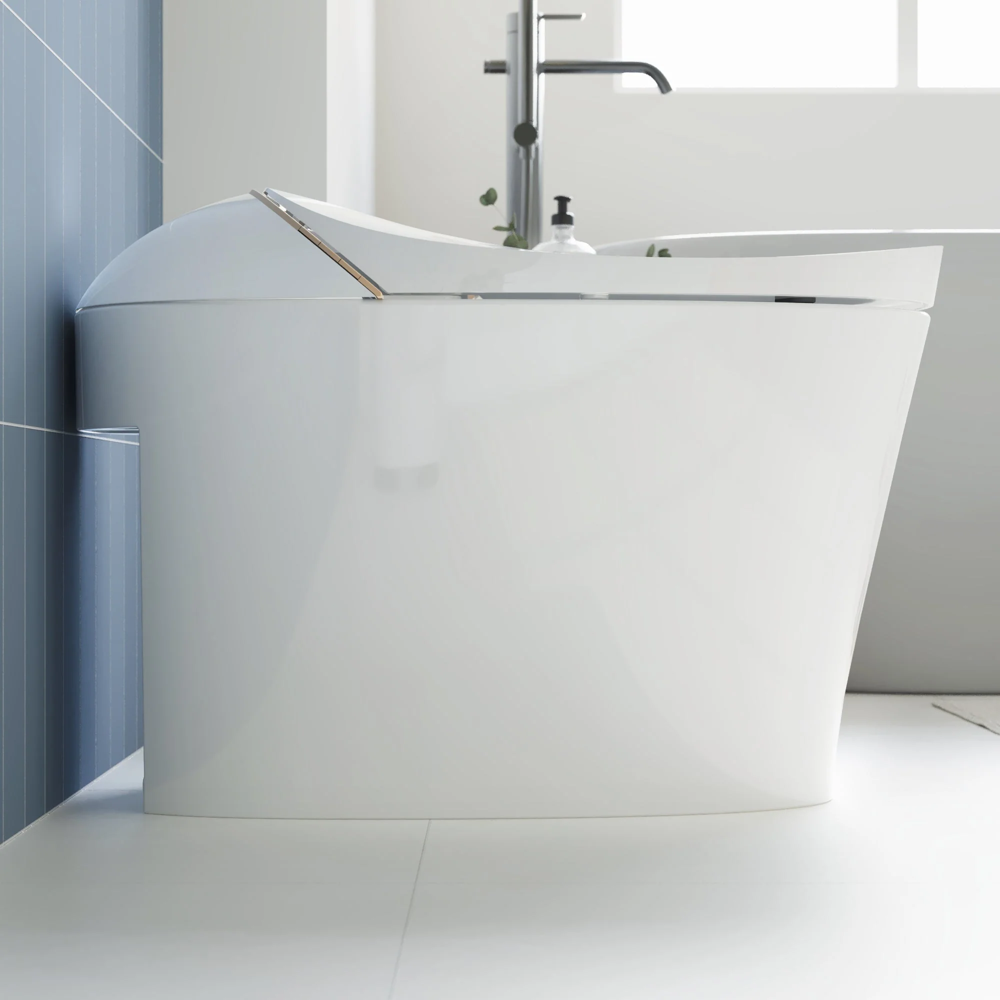DeerValley DV-1S0160/V1/V3 Tankless Elongated Smart Toilet with Off-Seat Flush/Foot Sensor Flush, Automatic Tankless Toilet with Heated Seat, Warm Water Cleaning, Warm Air dryer - Image 4