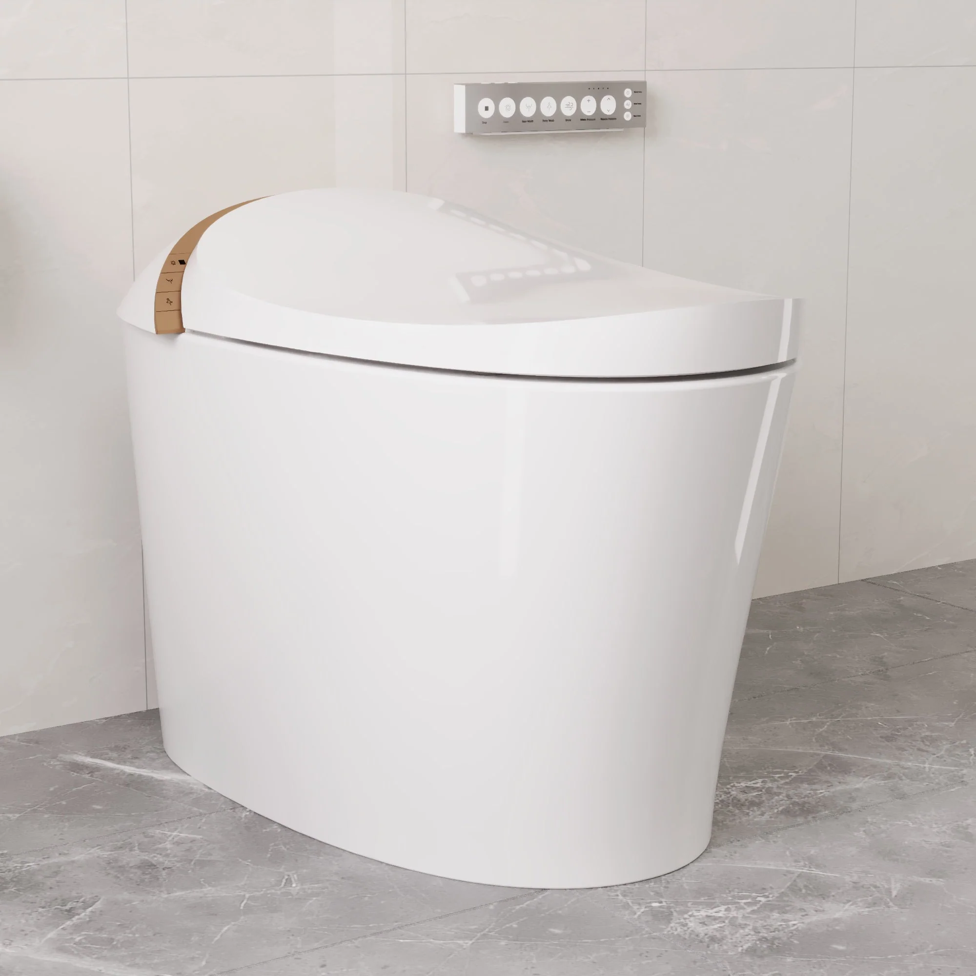DeerValley DV-1S0160/V1/V3 Tankless Elongated Smart Toilet with Off-Seat Flush/Foot Sensor Flush, Automatic Tankless Toilet with Heated Seat, Warm Water Cleaning, Warm Air dryer - Image 7