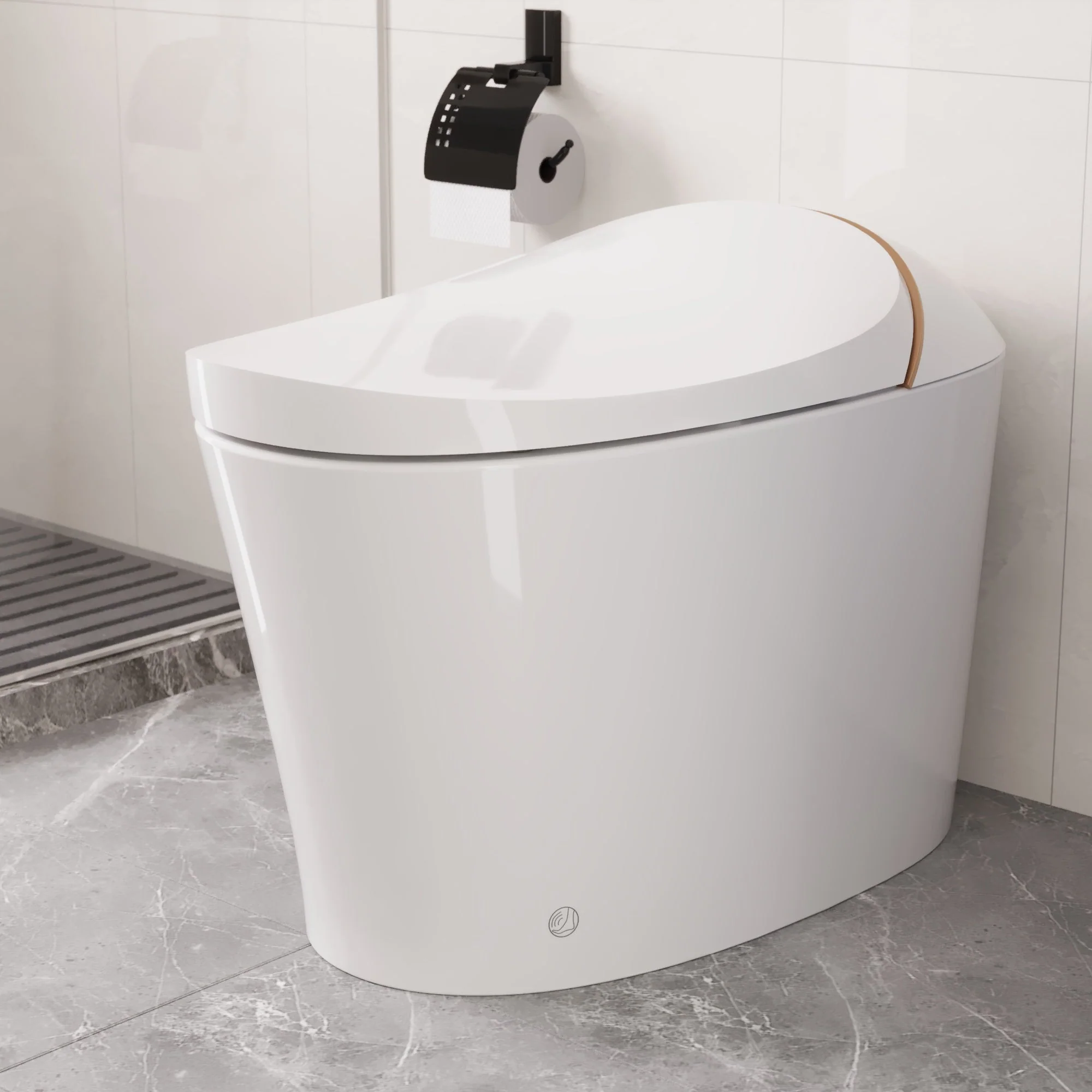 DeerValley DV-1S0160/V1/V3 Tankless Elongated Smart Toilet with Off-Seat Flush/Foot Sensor Flush, Automatic Tankless Toilet with Heated Seat, Warm Water Cleaning, Warm Air dryer - Image 9