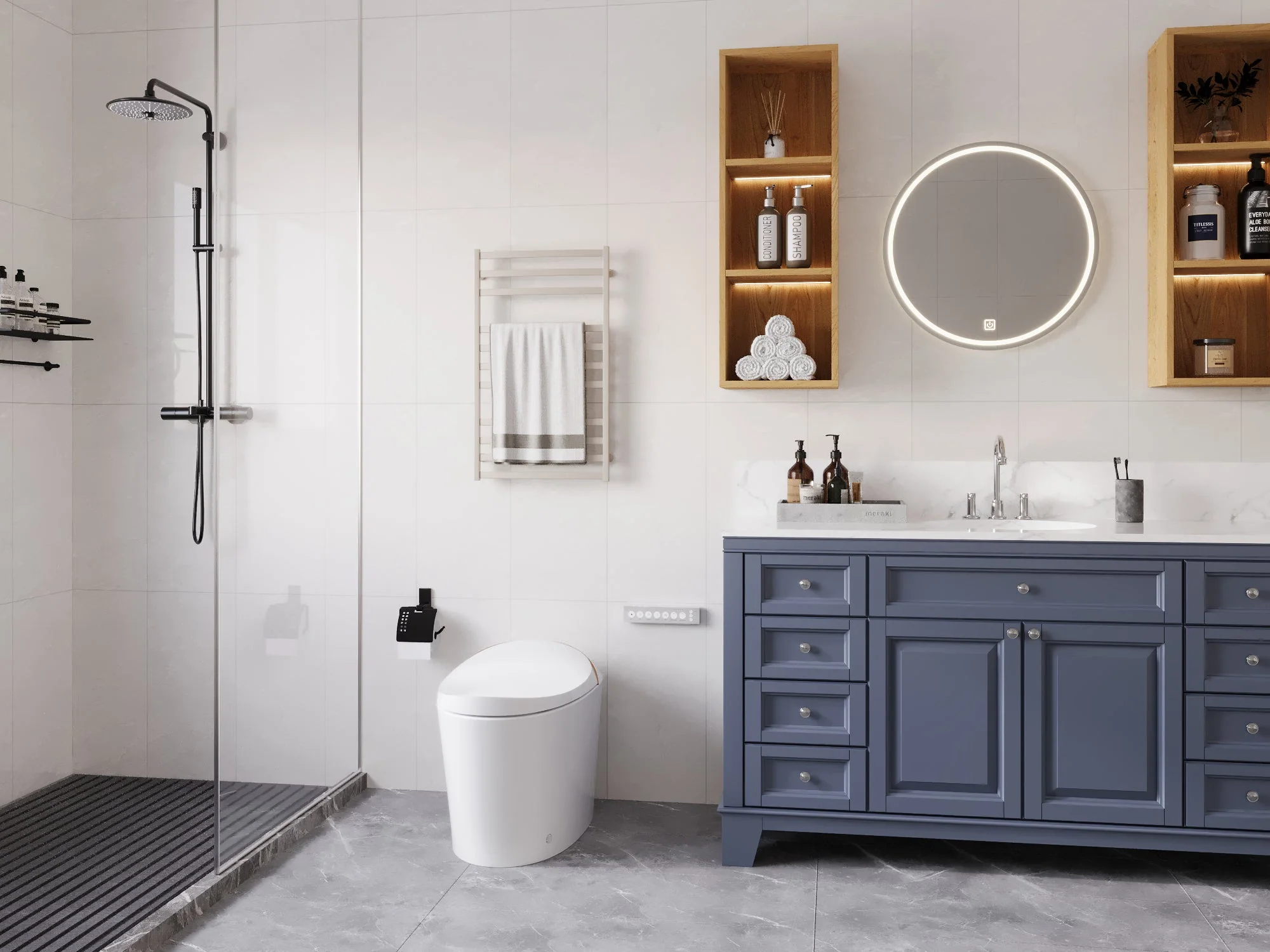 DeerValley DV-1S0160/V1/V3 Tankless Elongated Smart Toilet with Off-Seat Flush/Foot Sensor Flush, Automatic Tankless Toilet with Heated Seat, Warm Water Cleaning, Warm Air dryer - Image 8