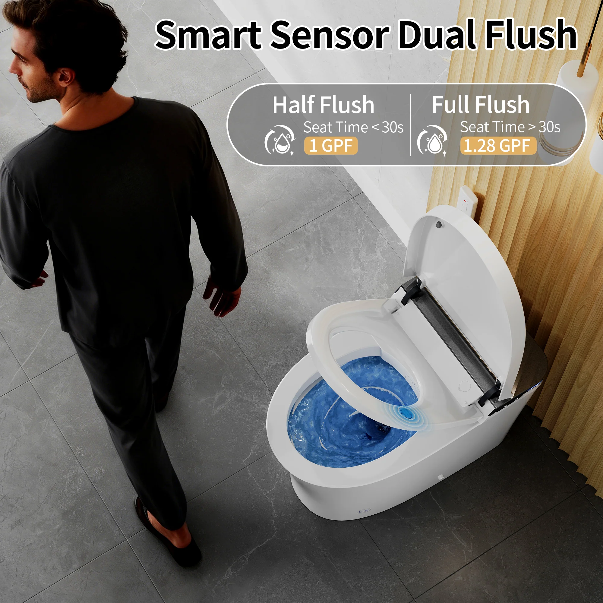 DeerValley DV-1S0290 ADA Smart Toilet with Hands-Free Flush, Comfort Height Design - Image 11