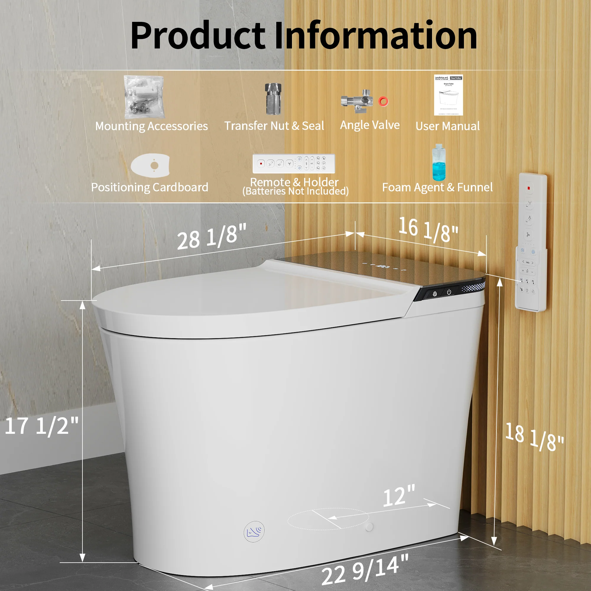 DeerValley DV-1S0290 ADA Smart Toilet with Hands-Free Flush, Comfort Height Design - Image 5