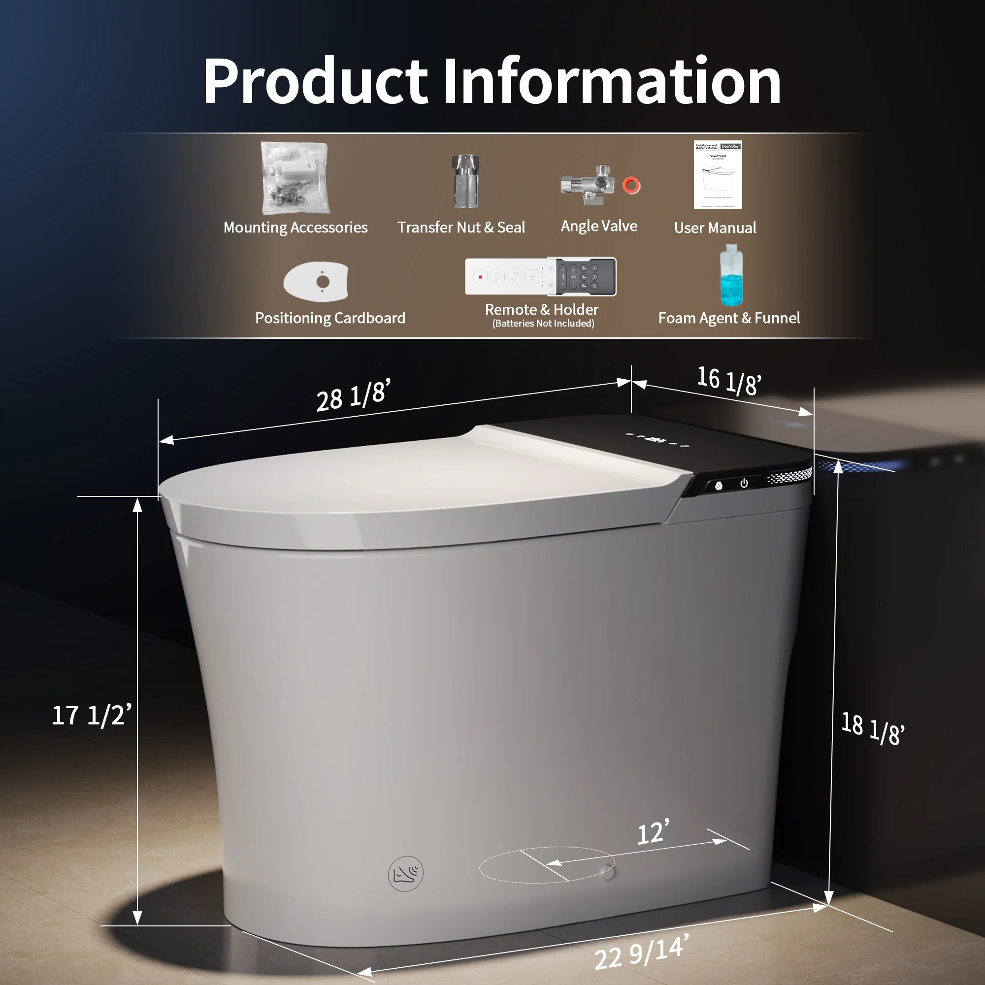 DeerValley DV-1S0290-V3 Smart Bidet Toilet with Purified Water Massage Wash & Modern Two-Tone Design - Image 5