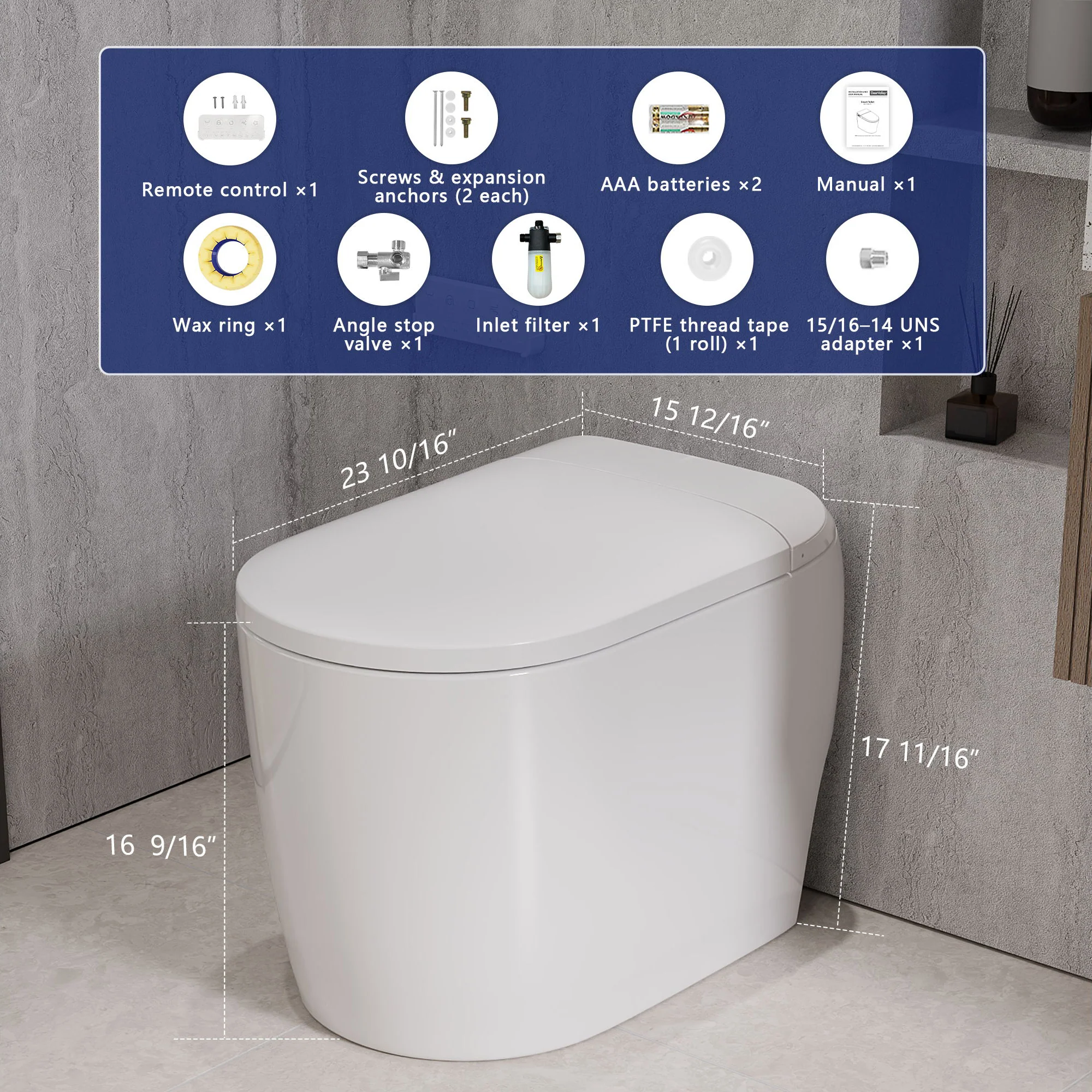 DeerValley DV-1S0381 Compact Smart Toilet for Small Bathrooms, Space-Saving Design - Image 10