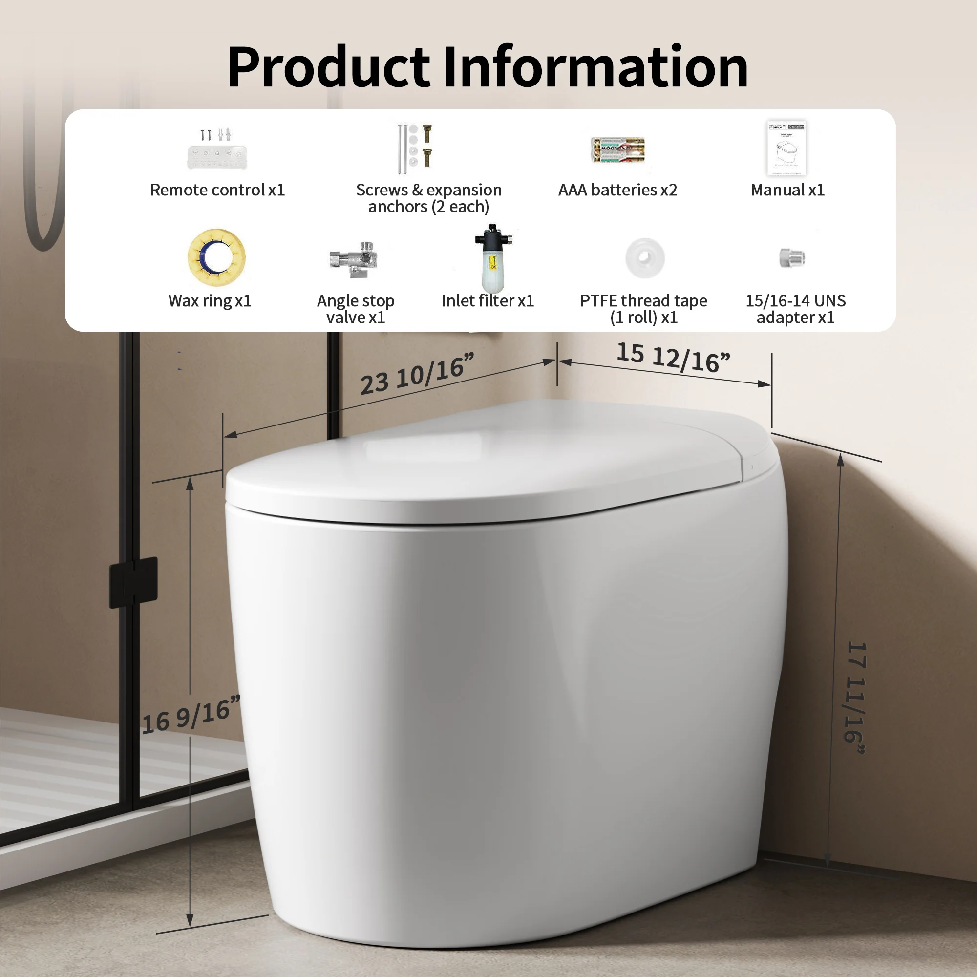 DeerValley DV-1S0381 Compact Smart Toilet for Small Bathrooms, Space-Saving Design - Image 21