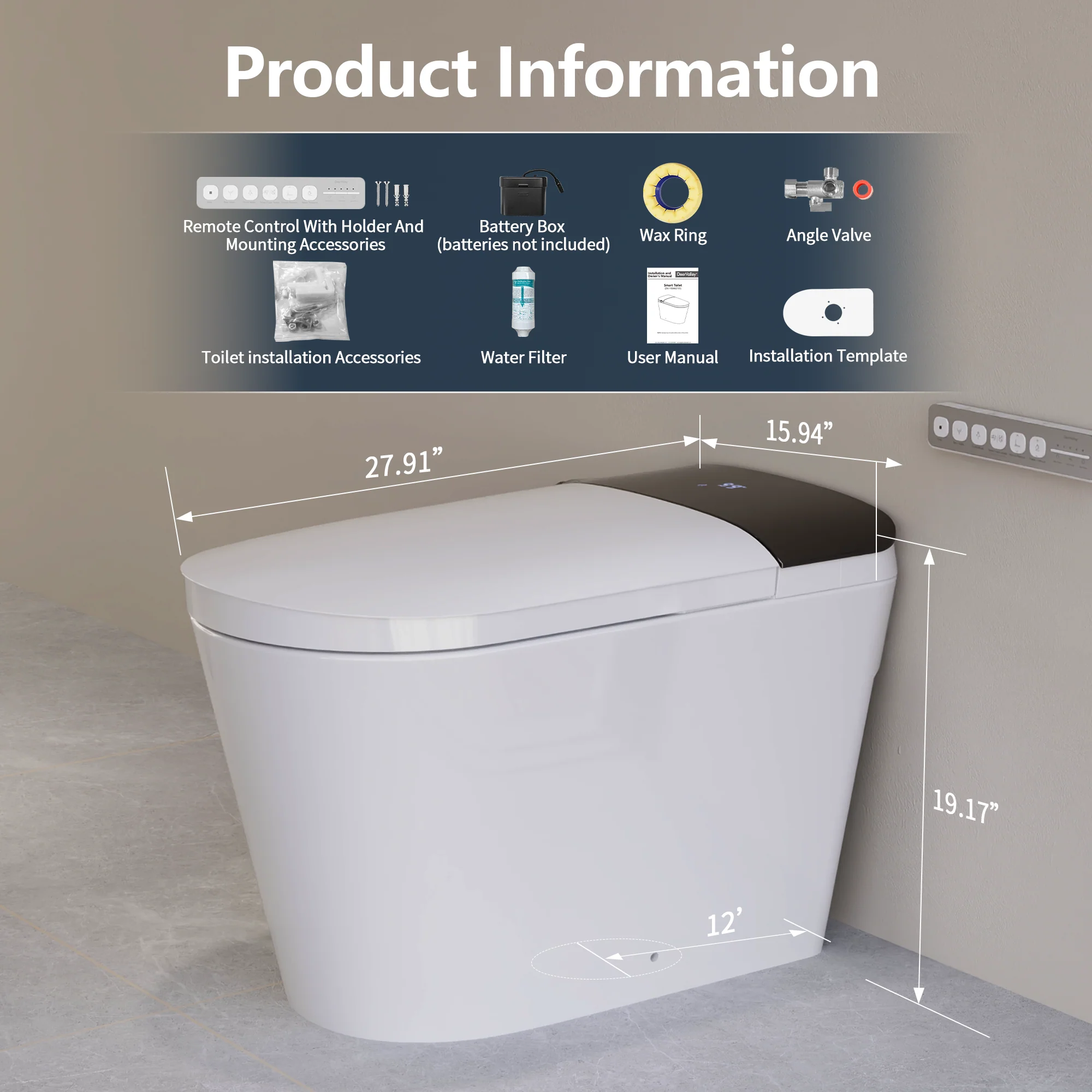DeerValley DV-1S0442 Smart Toilet with Automatic Comfort Adjustment, Foam Shield Hygiene - Image 12
