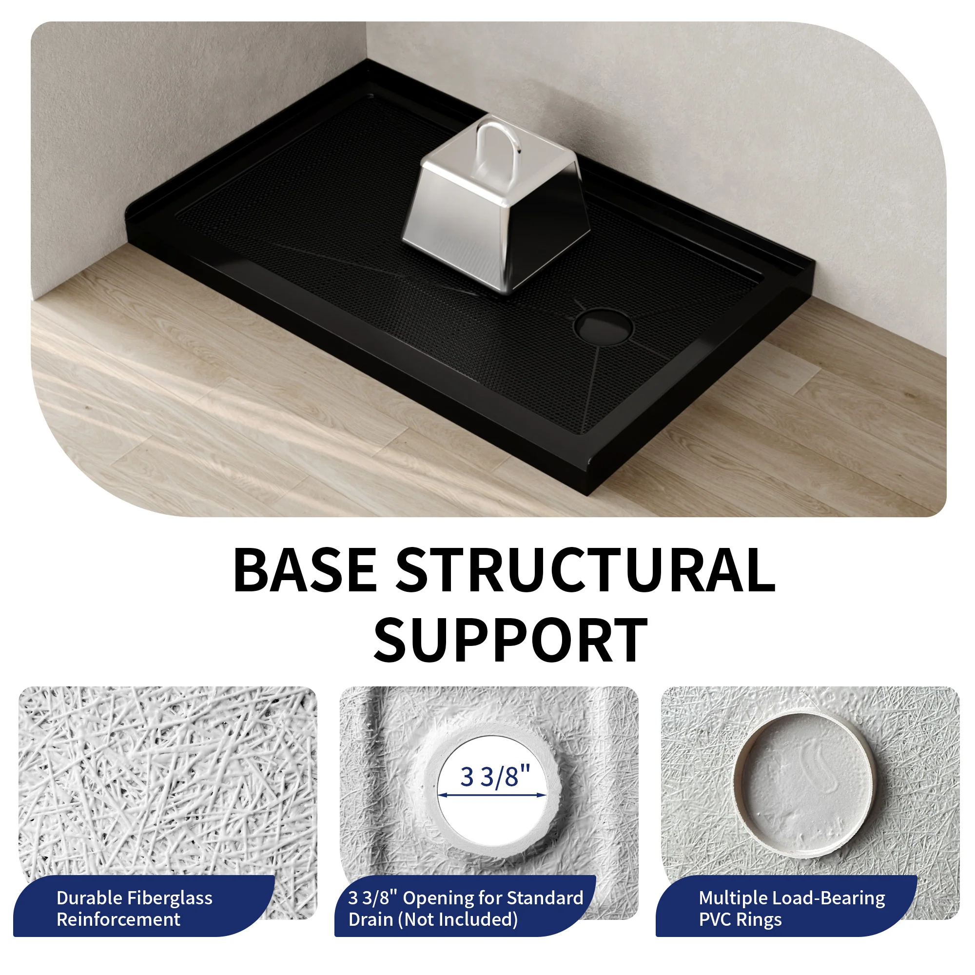 DeerValley DV-1SB0107 Shower Bases,  2-4‰ Sloped Drainage & 3-Sided Flange,Non-slip Design With Multiple Sizes - Image 12