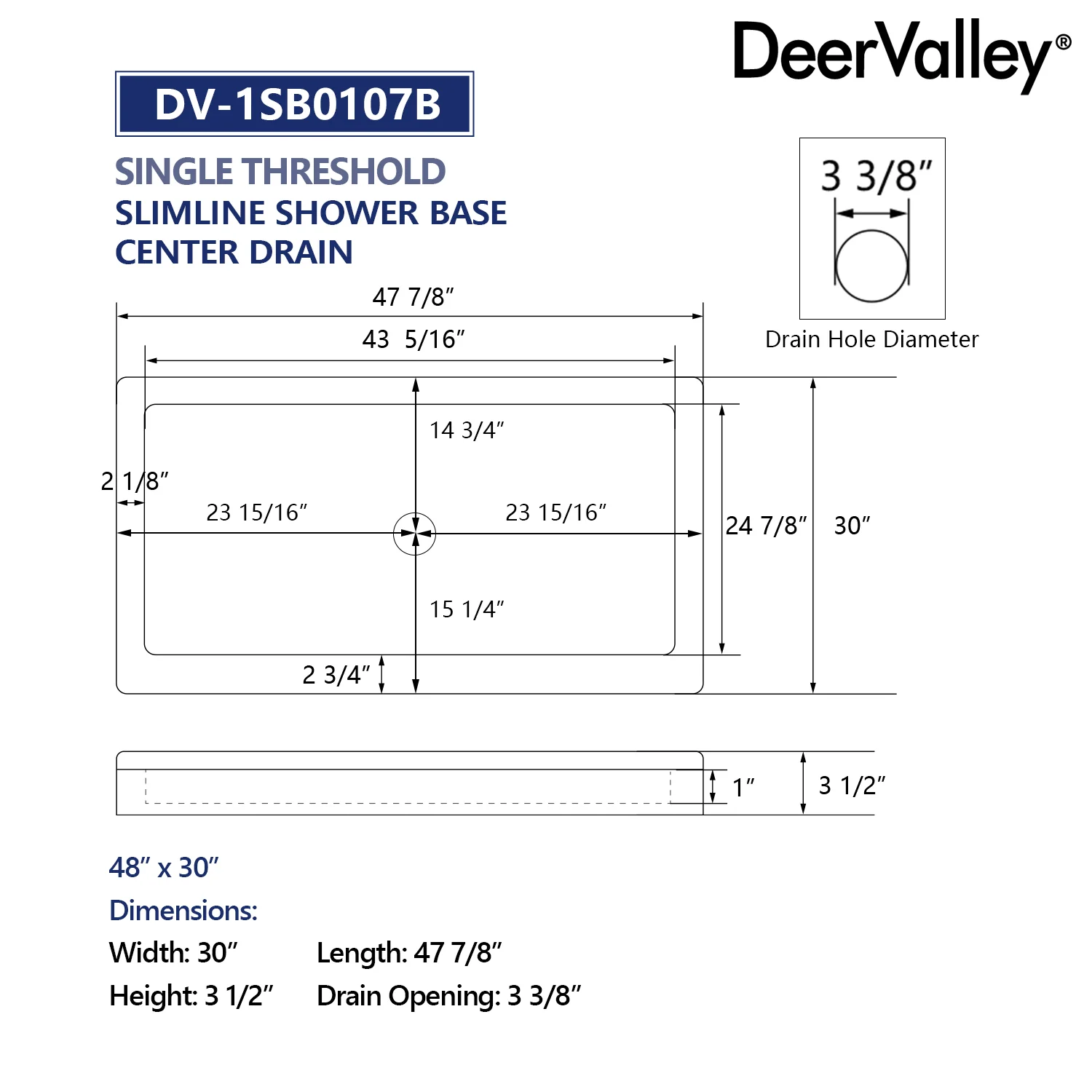 DeerValley DV-1SB0107 Shower Bases,  2-4‰ Sloped Drainage & 3-Sided Flange,Non-slip Design With Multiple Sizes - Image 16