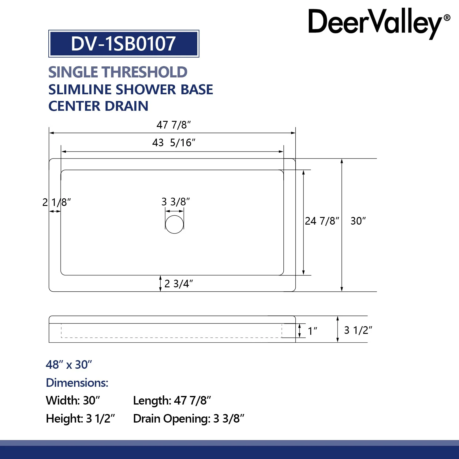 DeerValley DV-1SB0107 Shower Bases,  2-4‰ Sloped Drainage & 3-Sided Flange,Non-slip Design With Multiple Sizes - Image 6