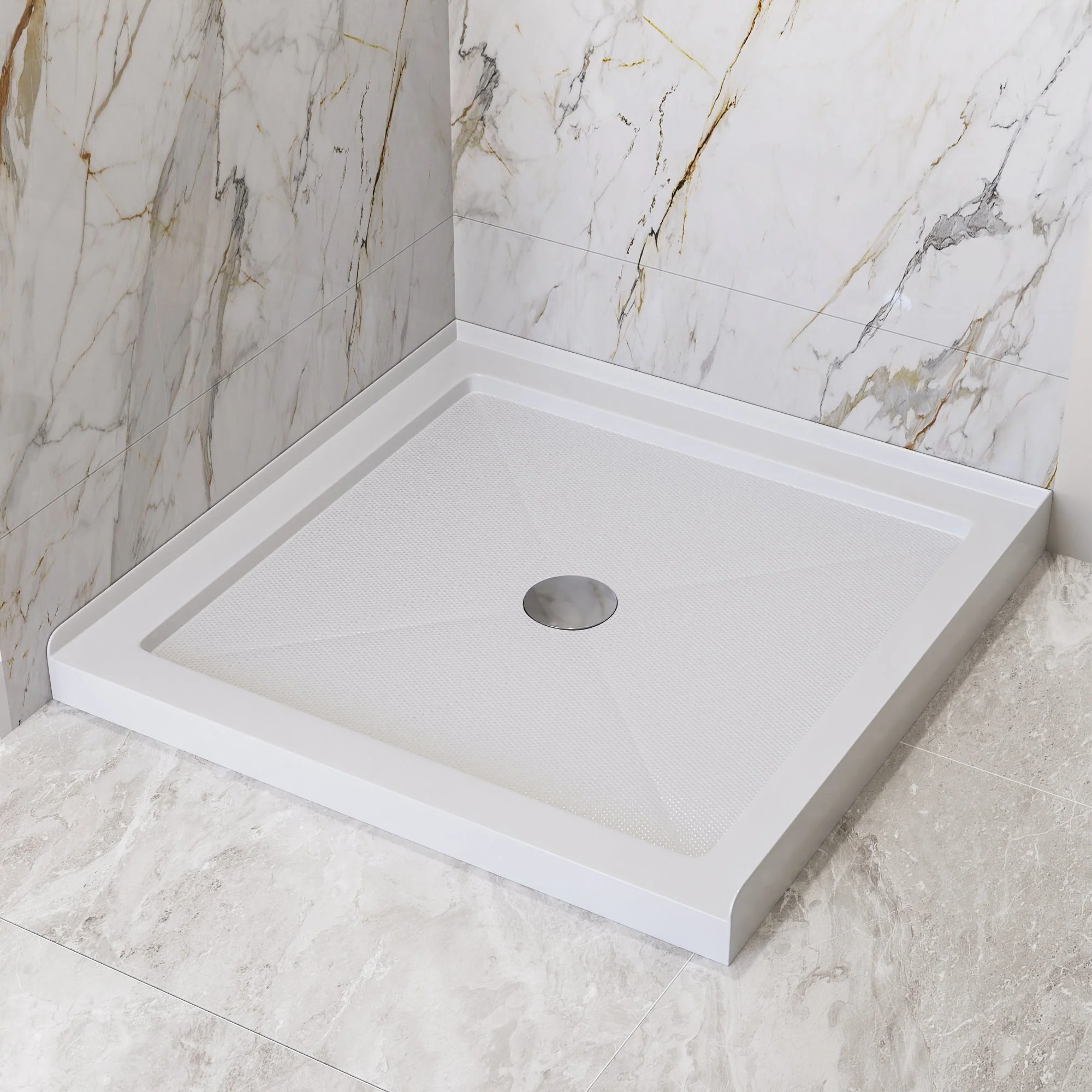 DeerValley DV-1SB0111 Acrylic Shower Pan Easy Clean & Sloped Drain Non-Slip Surface - Image 3