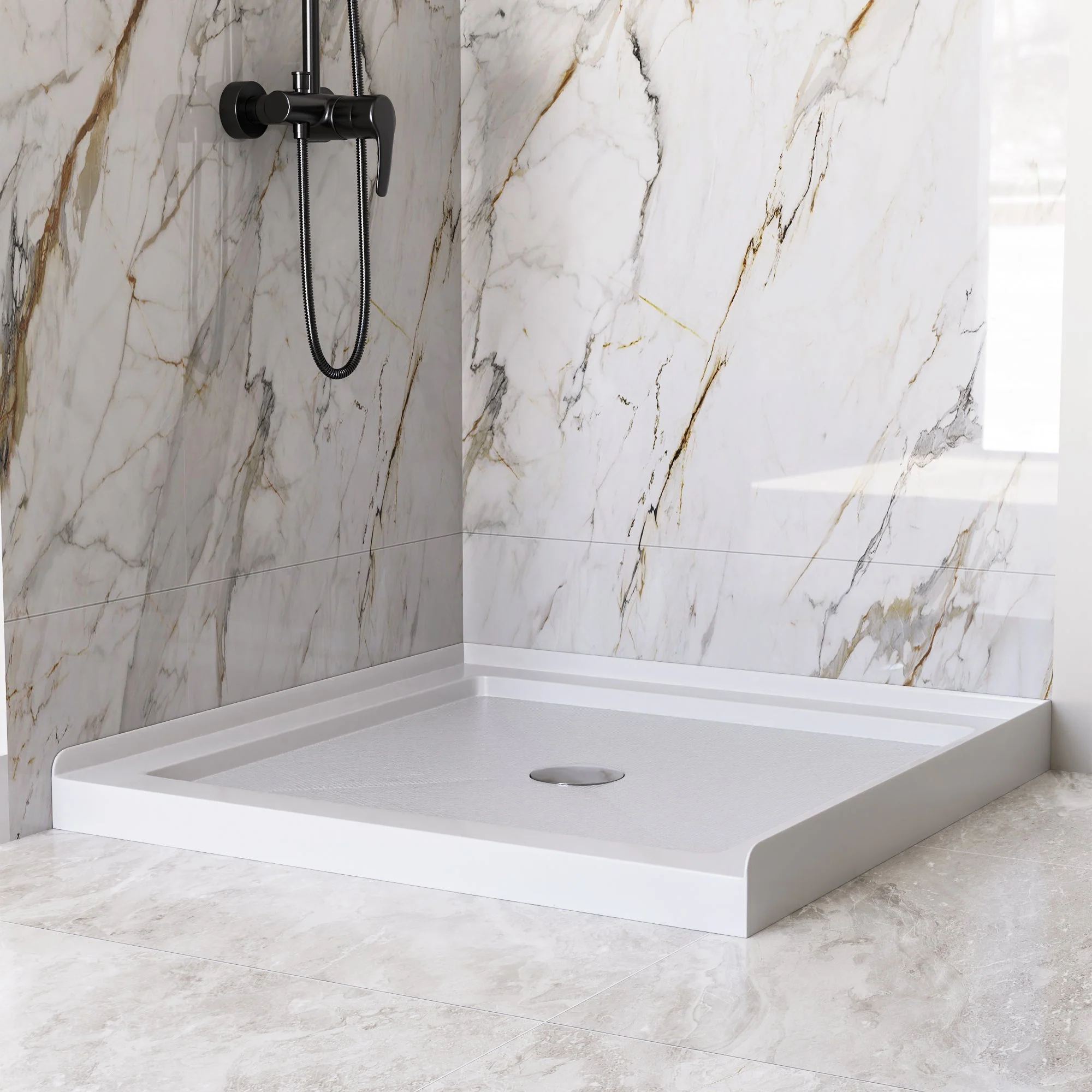 DeerValley DV-1SB0111 Acrylic Shower Pan Easy Clean & Sloped Drain Non-Slip Surface - Image 7