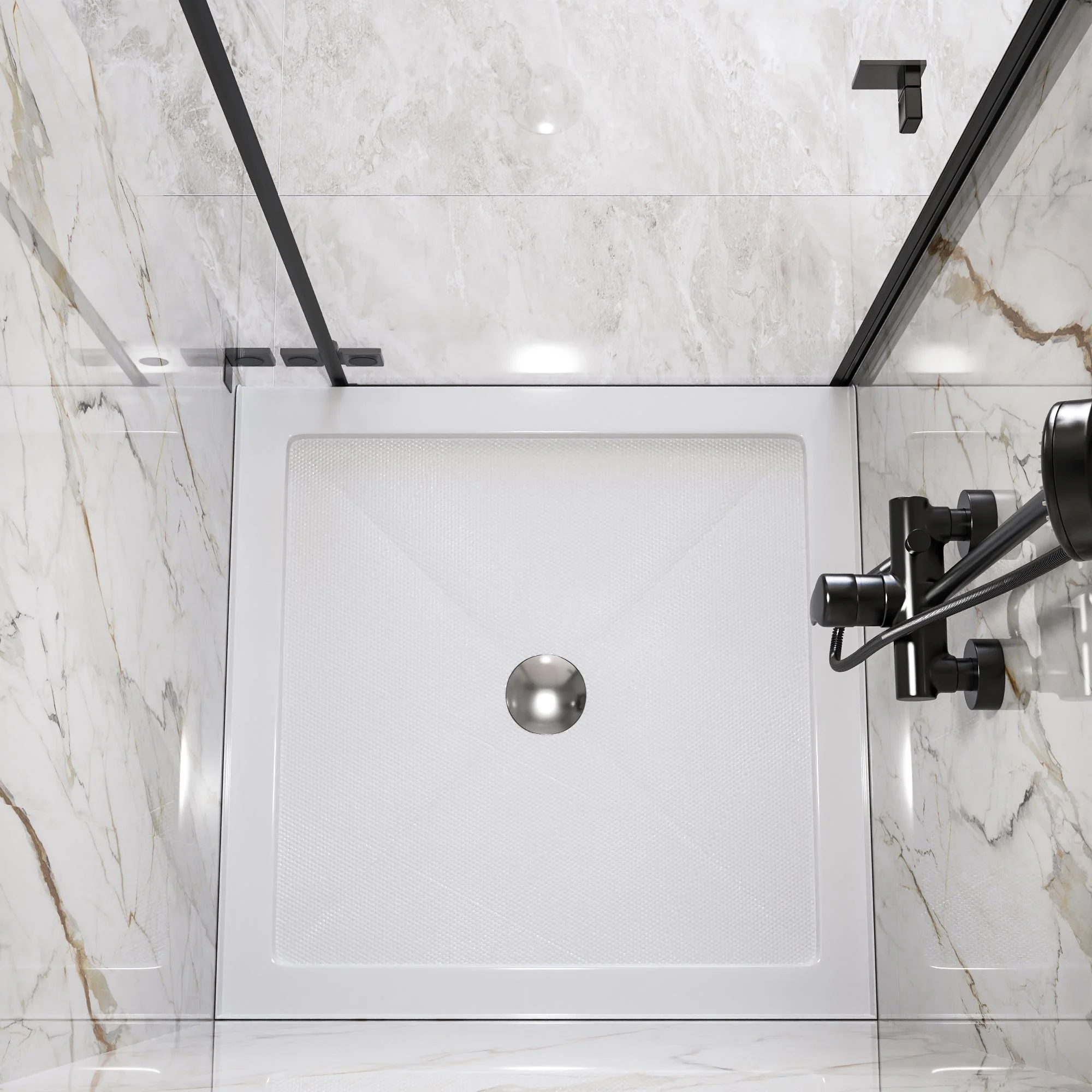 DeerValley DV-1SB0111 Acrylic Shower Pan Easy Clean & Sloped Drain Non-Slip Surface - Image 8