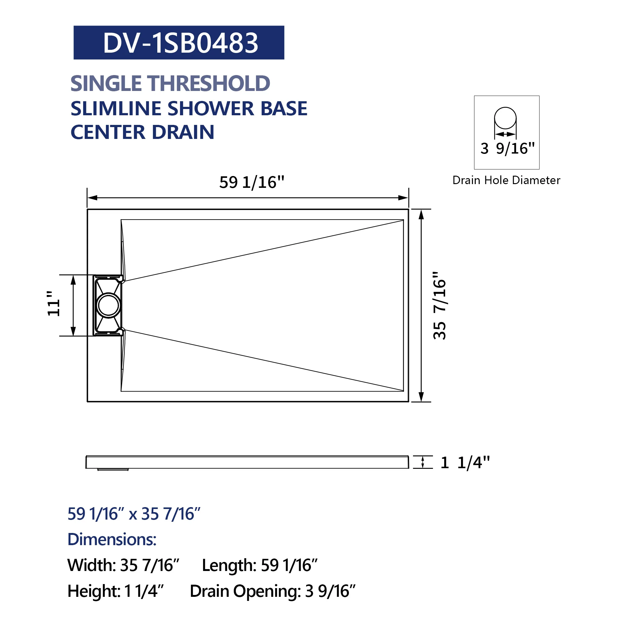 DeerValley DV-1SB0483/DV-1SB0485 60" x 36"/48" x 32" Zero Threshold Shower Base Seamless Entry, Modern Living - Image 4