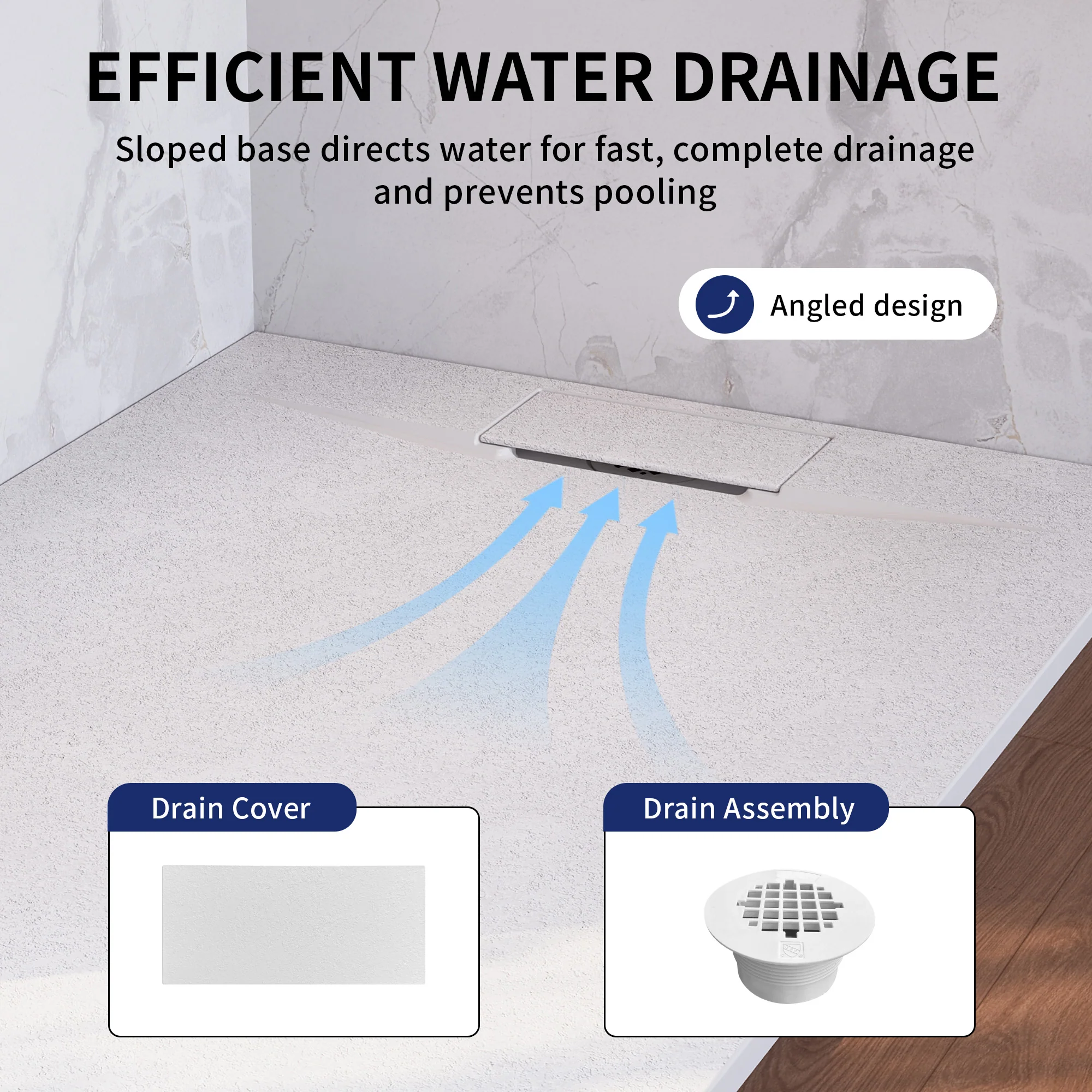 DeerValley DV-1SB0483/DV-1SB0485 60" x 36"/48" x 32" Zero Threshold Shower Base Seamless Entry, Modern Living - Image 5