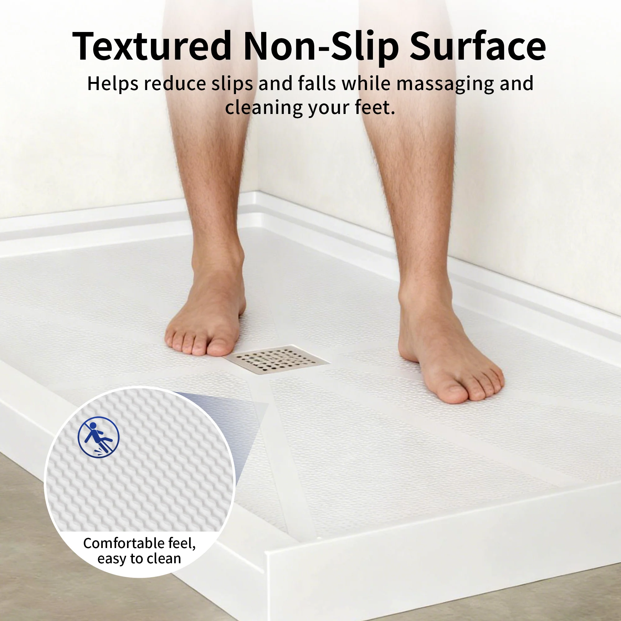 DeerValley DV-1SB0488 72"L x 36"W Shower Base in White, SMC Rectangle Single-Threshold Shower Pan, Center Drain, Non-Slip Shower Tray, Drain Cover Included - Image 10