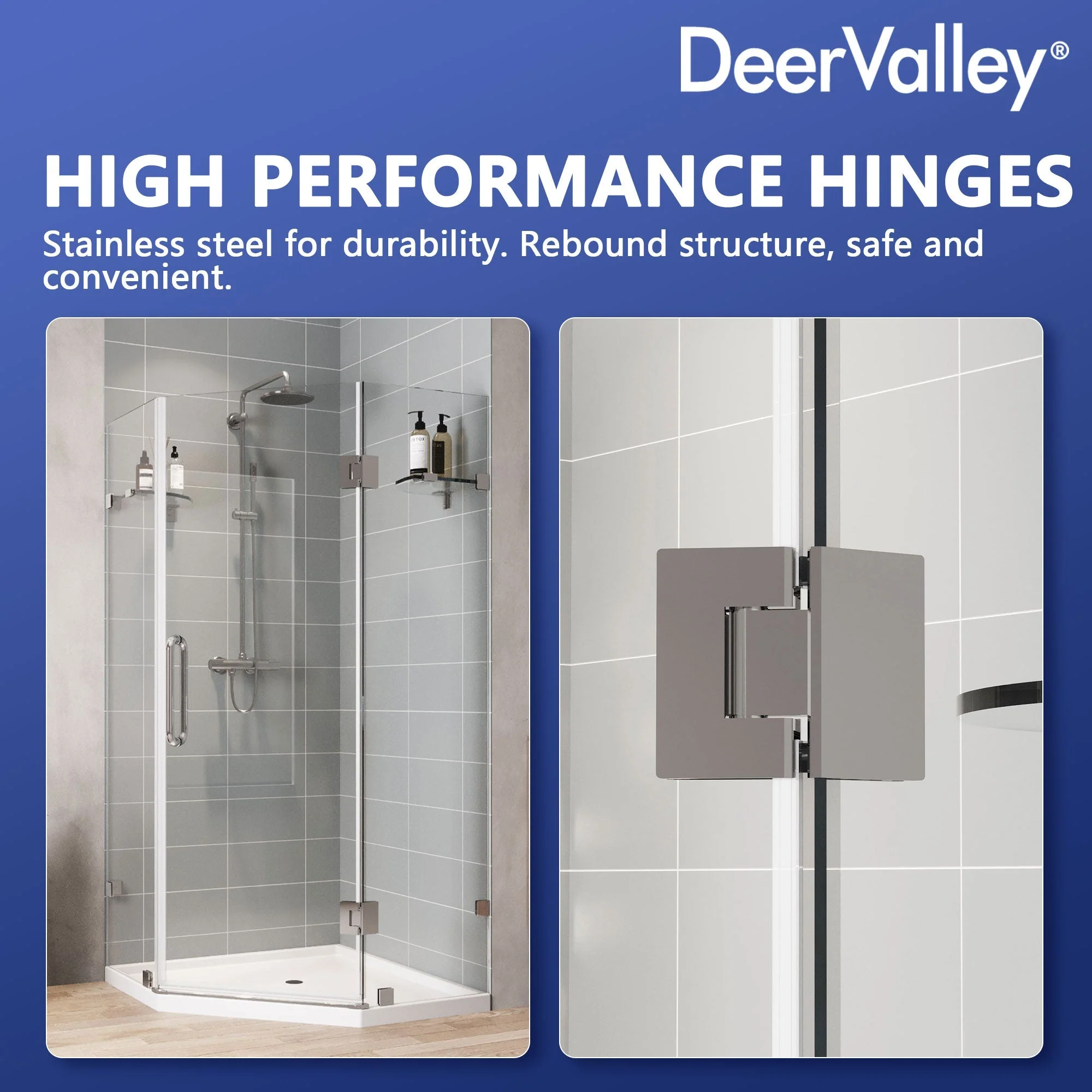 DYNASTY Frameless Neo-Angle Shower Enclosure, 0.39" Clear Tempered Glass, Stainless Steel Accessories - Image 2