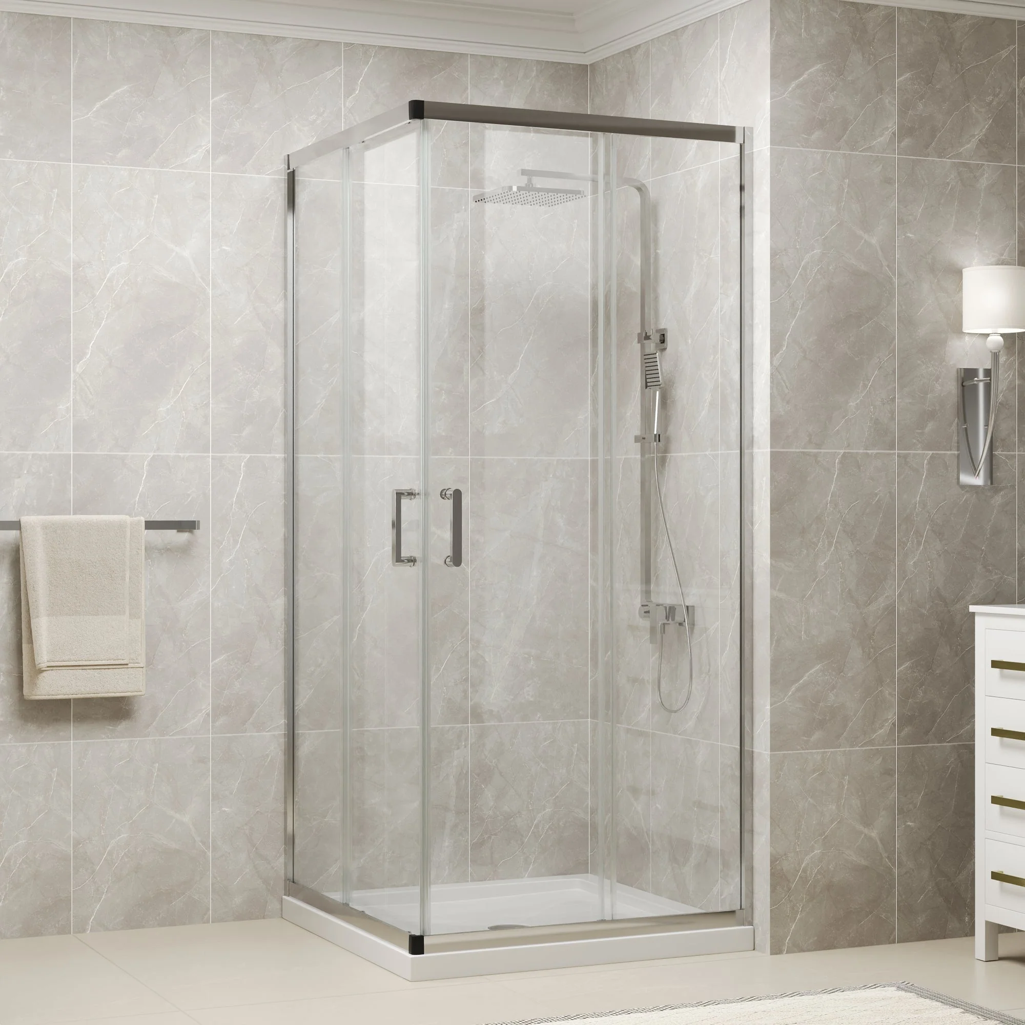 DYNASTY Framed Square Reversible Shower Enclosure, Double Sliding Door Corner Shower Door with 0.24" Clear Glass - Image 16