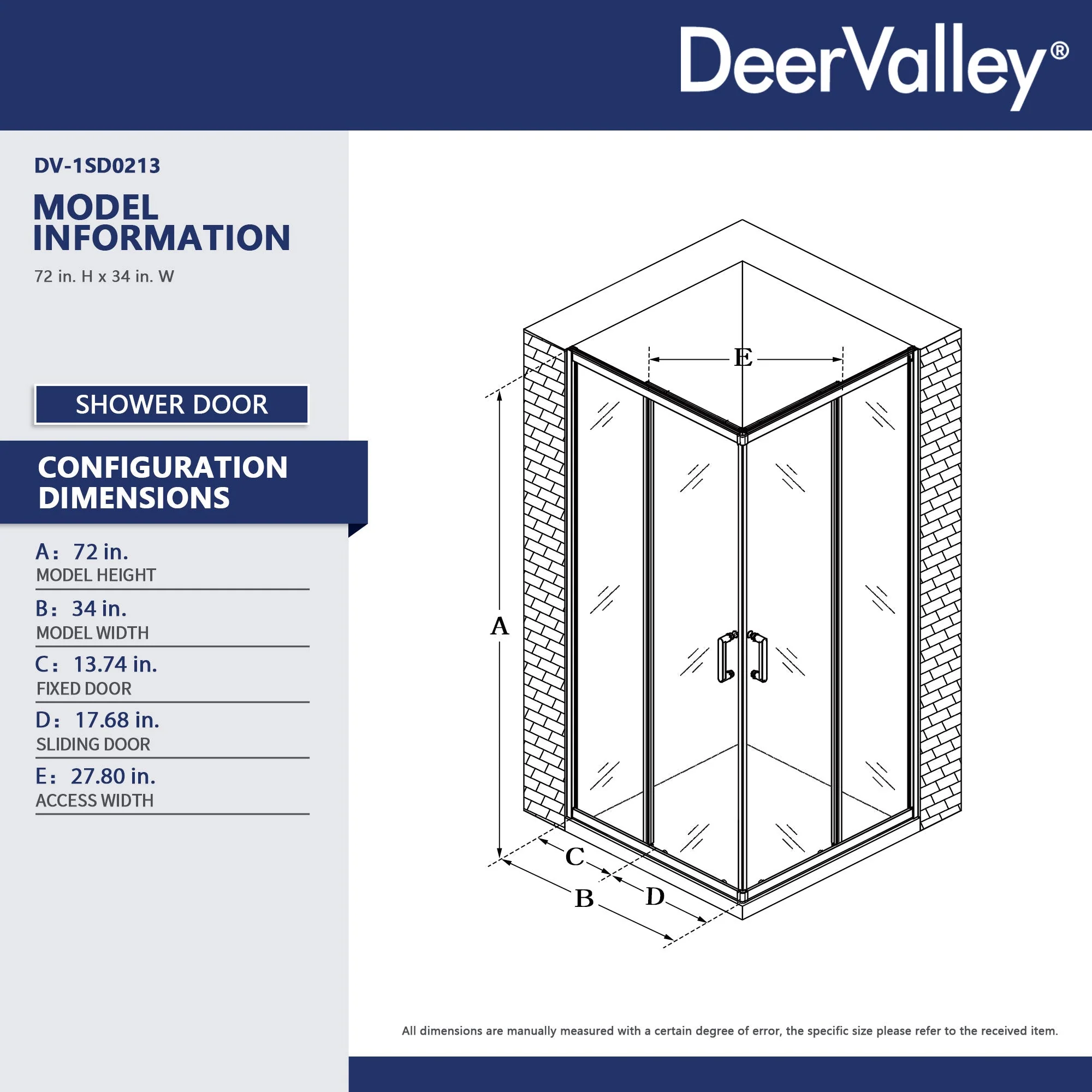 DYNASTY Framed Square Reversible Shower Enclosure, Double Sliding Door Corner Shower Door with 0.24" Clear Glass - Image 7