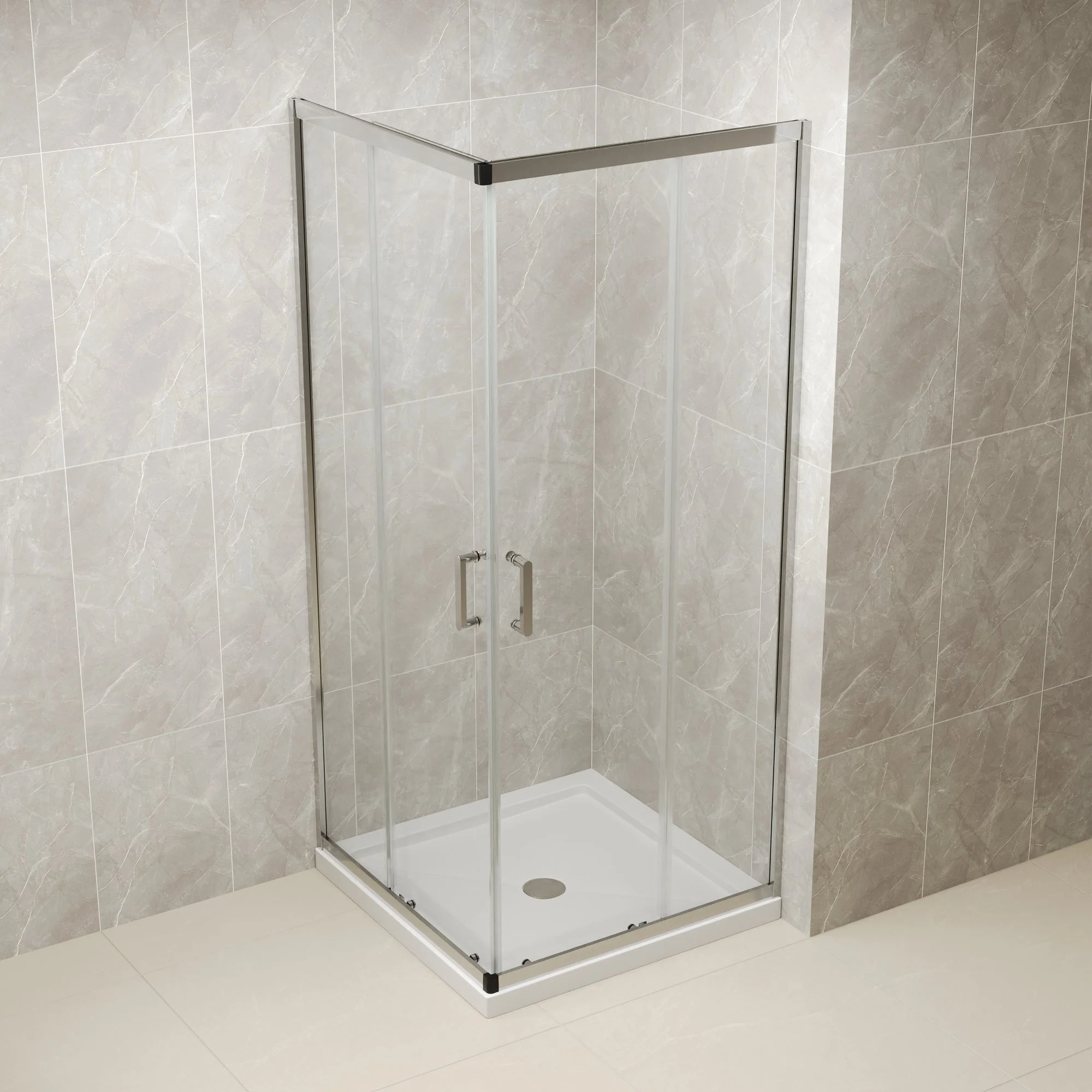 DYNASTY Framed Square Reversible Shower Enclosure, Double Sliding Door Corner Shower Door with 0.24" Clear Glass - Image 9