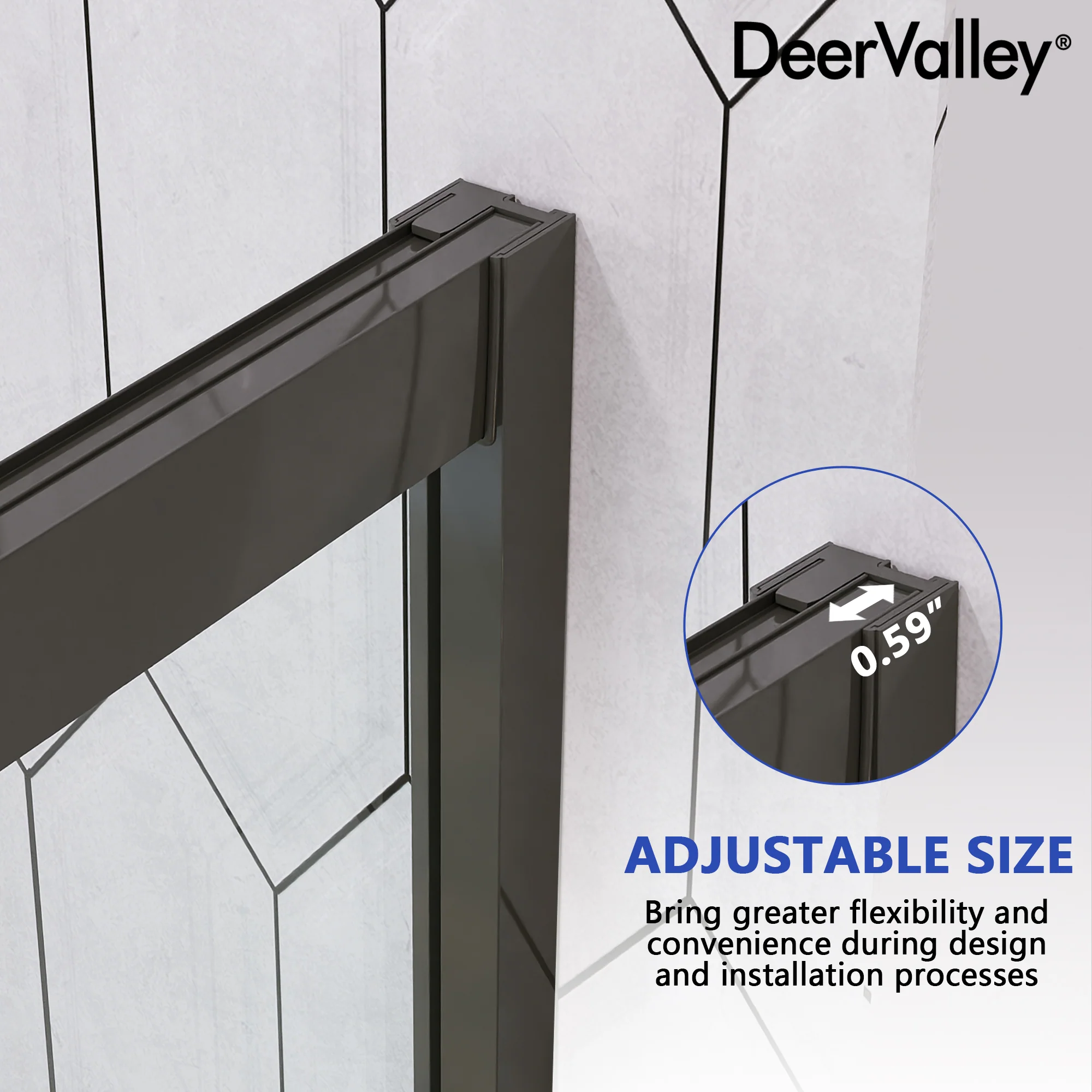 DeerValley DV-1SD0213B06 Corner Shower Enclosure, 34 in. D x 34 in. W x 72 in. H Double Sliding Corner Shower Door with 1/4 in. Tempered Glass, Sliding Shower Enclosure, Matte Black. - Image 7