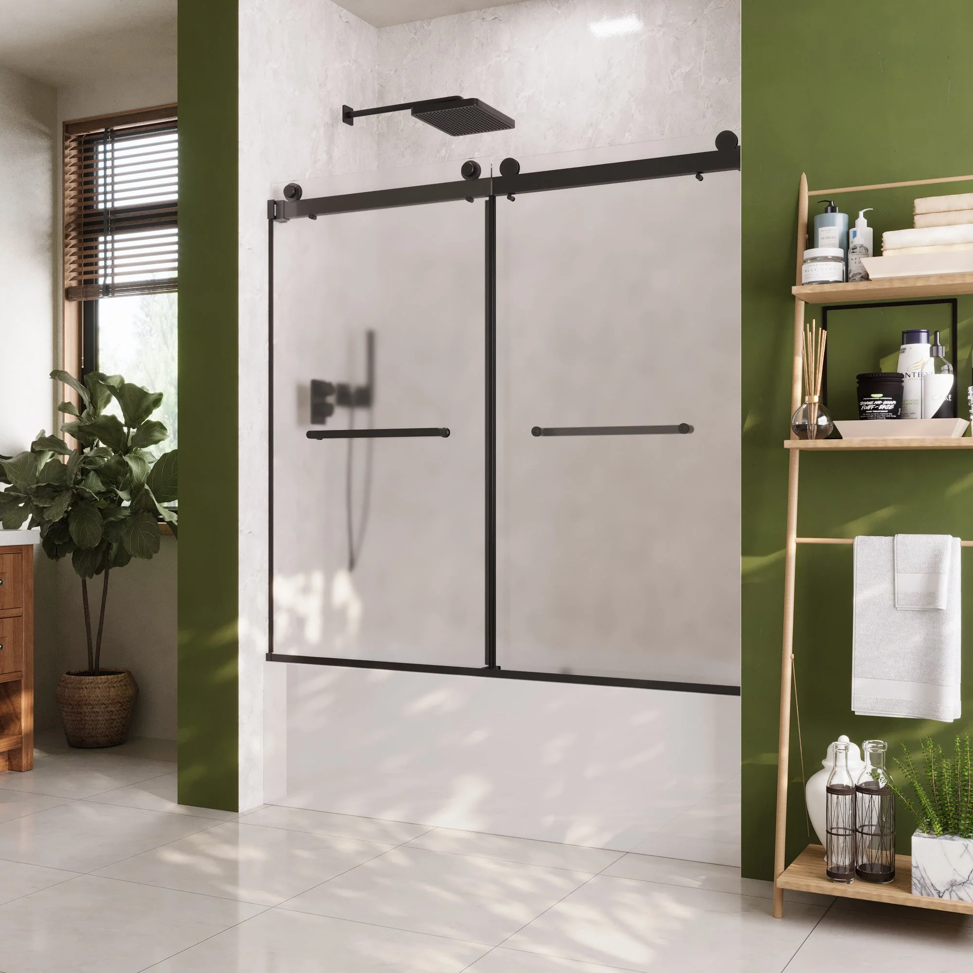 LIBERTY 60" x 62" Tub Shower Door Double Sliding Bypass Sliding Bathtub Door - Image 2