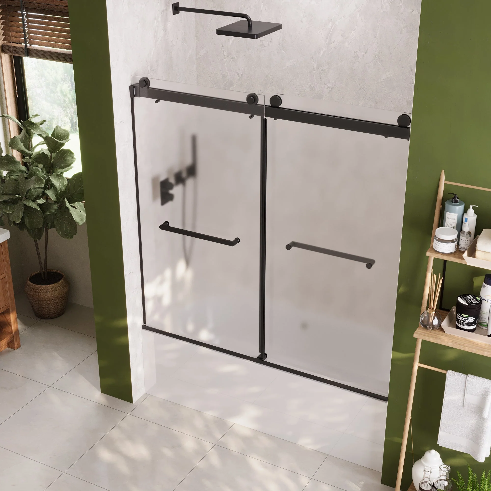 LIBERTY 60" x 62" Tub Shower Door Double Sliding Bypass Sliding Bathtub Door - Image 3