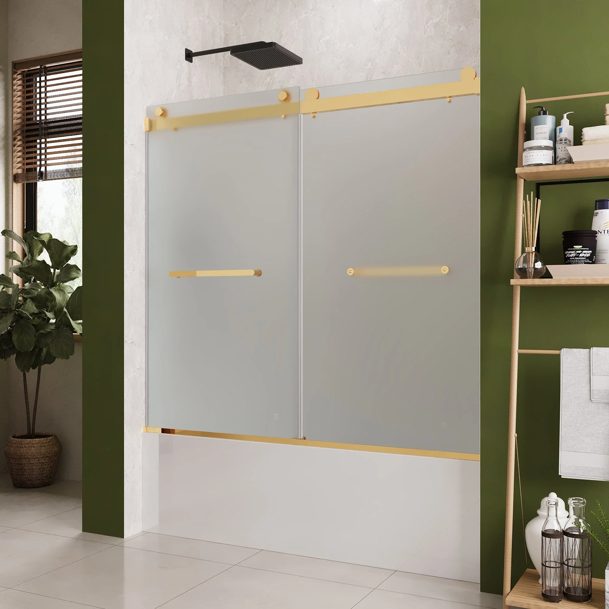 LIBERTY 60" x 62" Tub Shower Door Double Sliding Bypass Sliding Bathtub Door - Image 8
