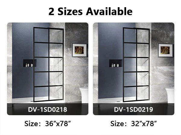 ALLY 36"/32" x 78" Single Fixed Glass Panel for Shower, Shower Door Clear Tempered Glass Framed - Image 13