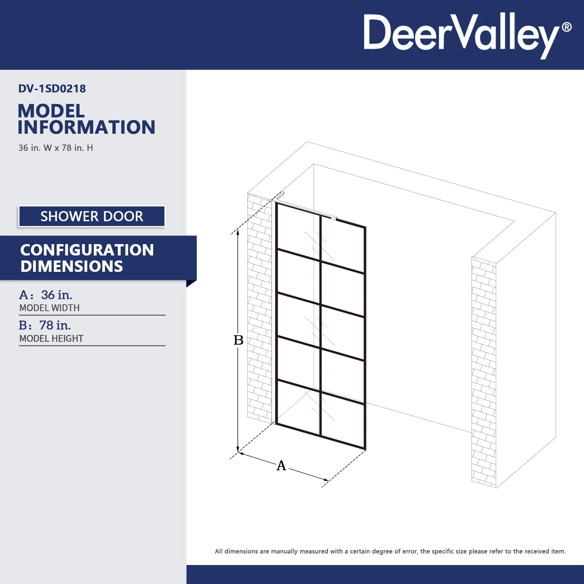 ALLY 36"/32" x 78" Single Fixed Glass Panel for Shower, Shower Door Clear Tempered Glass Framed - Image 6