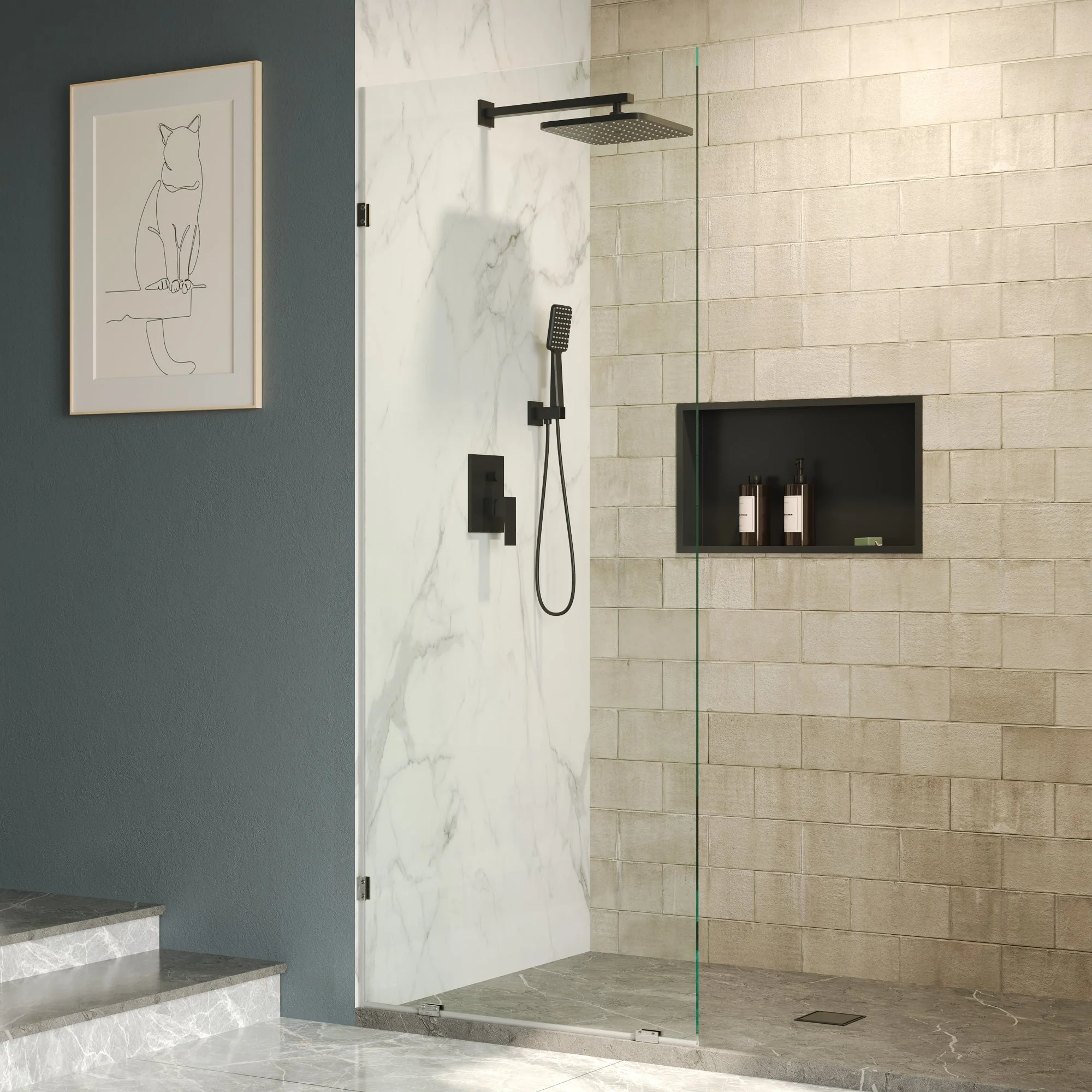 ALLY 36"x 78" Single Fixed Glass Panel for Shower, Thick Frameless Tempered Safety Glass & Fixed Panel with Hardware - Image 11
