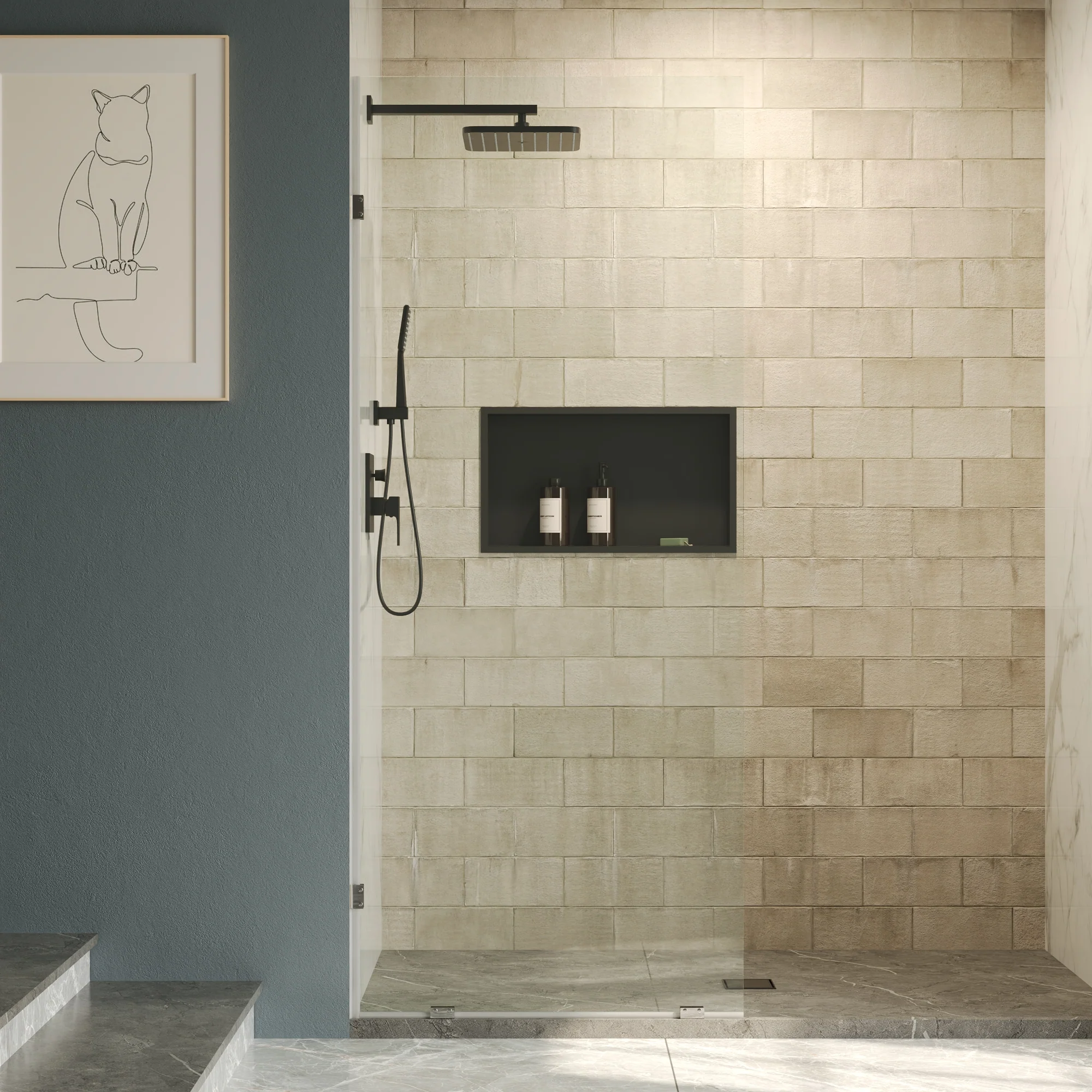 ALLY 36"x 78" Single Fixed Glass Panel for Shower, Thick Frameless Tempered Safety Glass & Fixed Panel with Hardware - Image 12