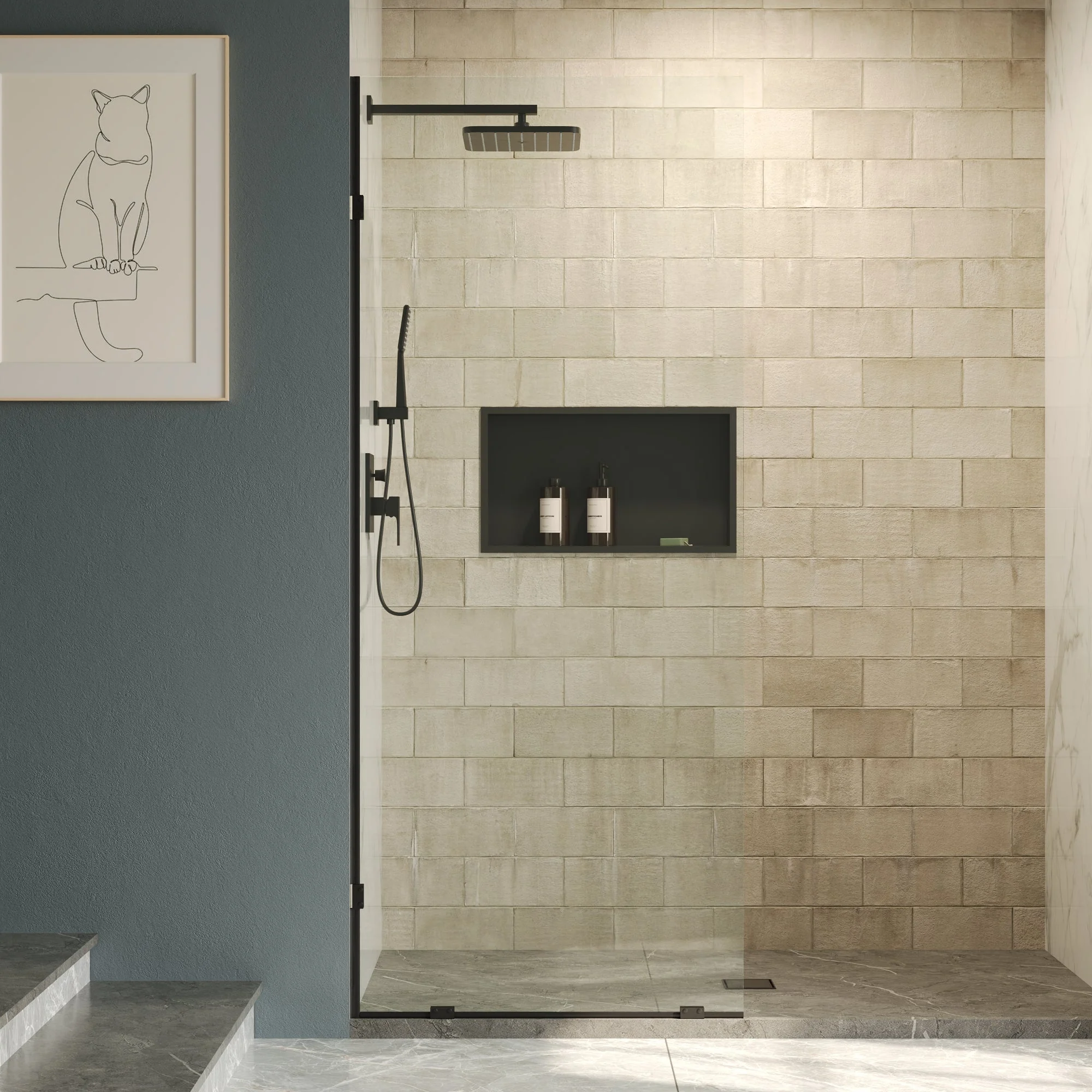 ALLY 36"x 78" Single Fixed Glass Panel for Shower, Thick Frameless Tempered Safety Glass & Fixed Panel with Hardware - Image 8