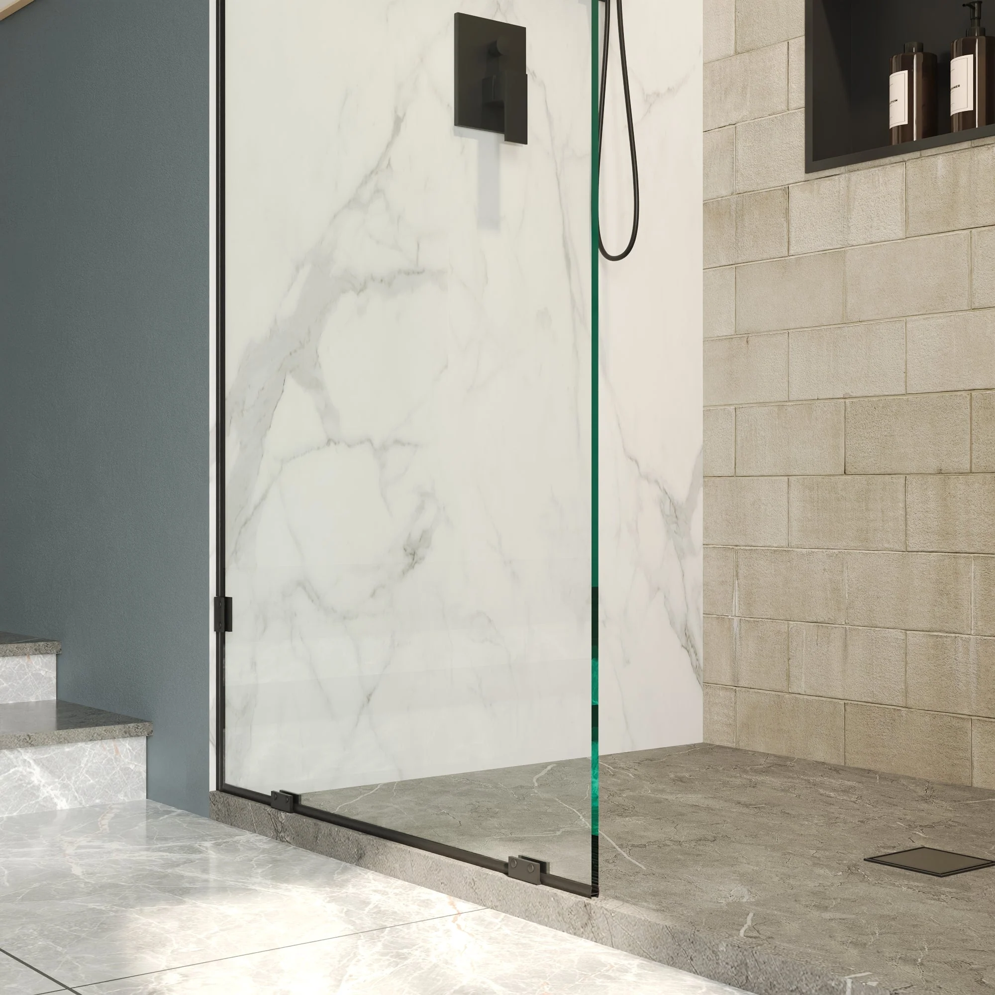 ALLY 32"x 78" Single Fixed Glass Panel for Shower, Thick Frameless Tempered Safety Glass Shower Door & Fixed Panel with Hardware - Image 11