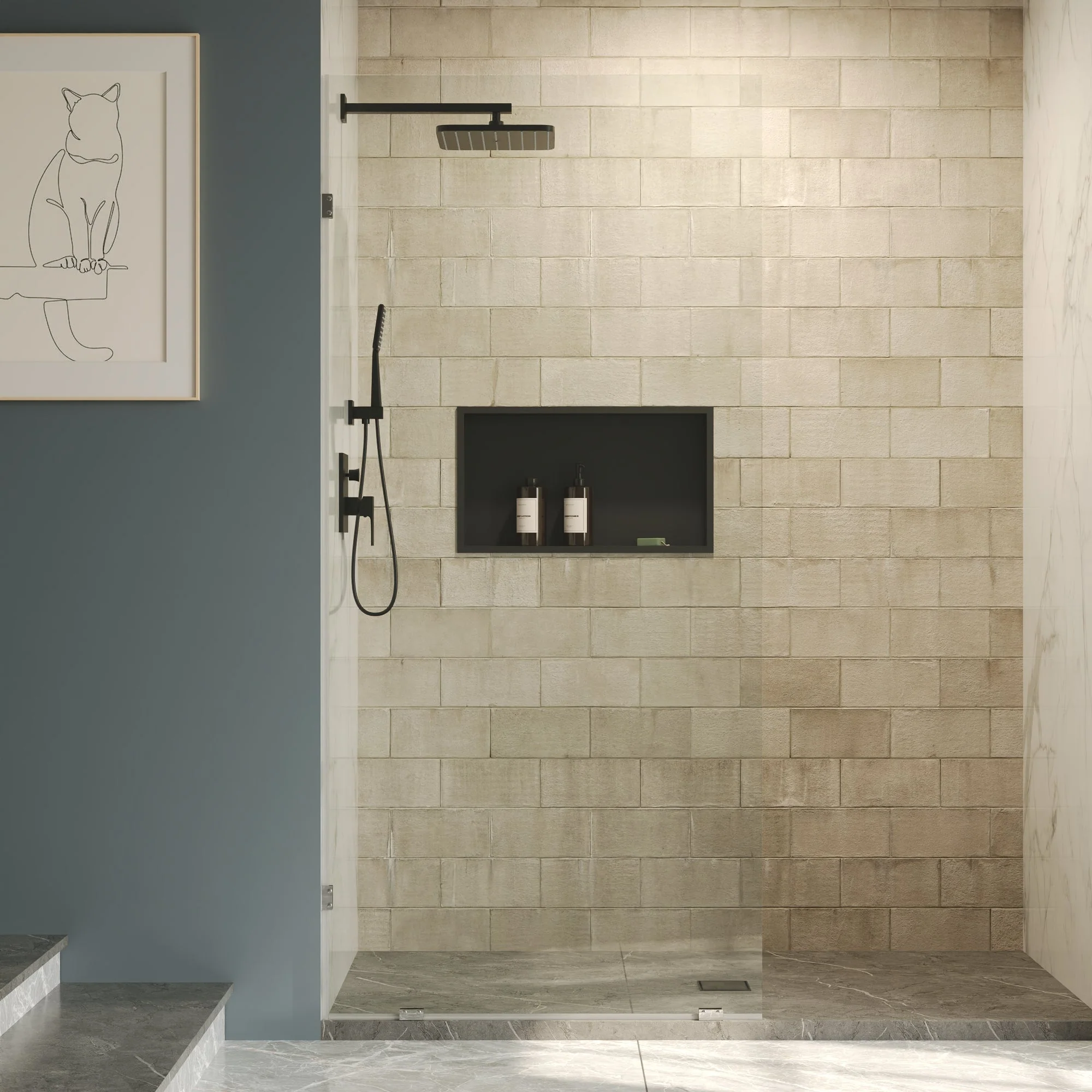 ALLY 32"x 78" Single Fixed Glass Panel for Shower, Thick Frameless Tempered Safety Glass Shower Door & Fixed Panel with Hardware - Image 13