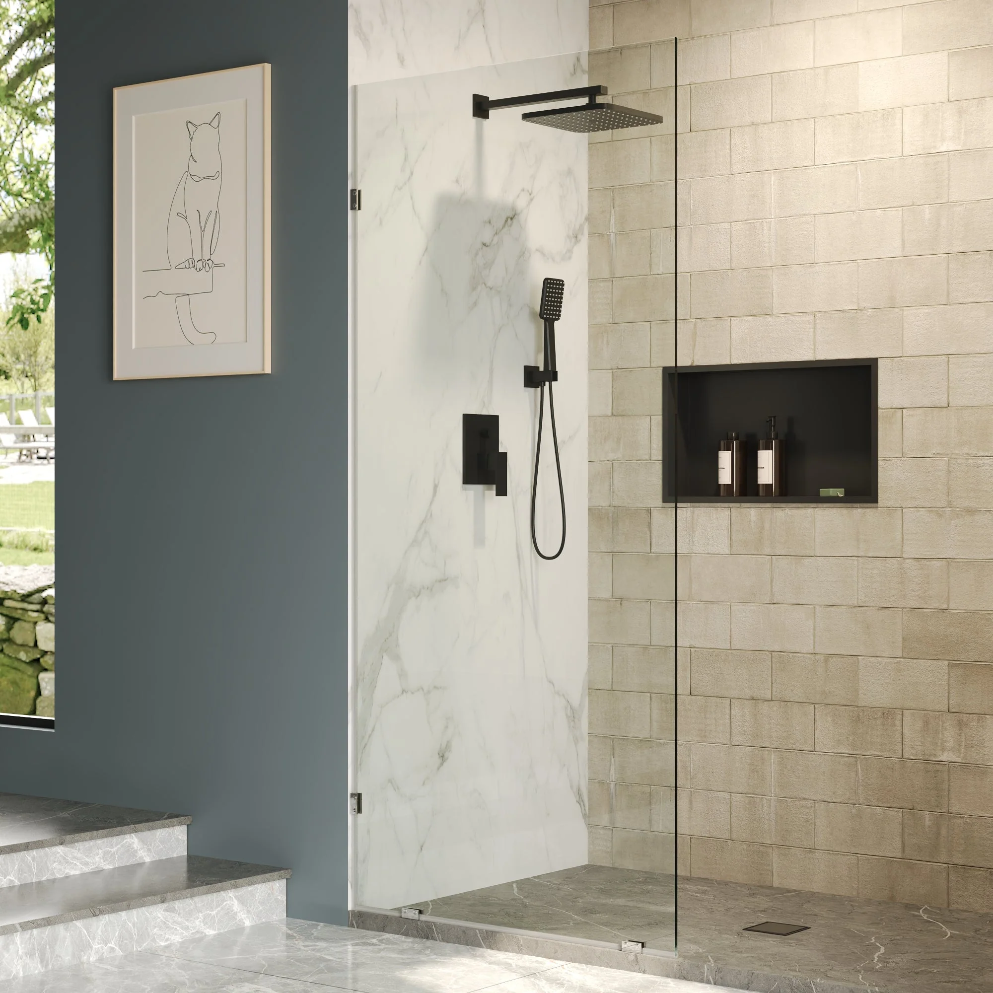 ALLY 32"x 78" Single Fixed Glass Panel for Shower, Thick Frameless Tempered Safety Glass Shower Door & Fixed Panel with Hardware - Image 14