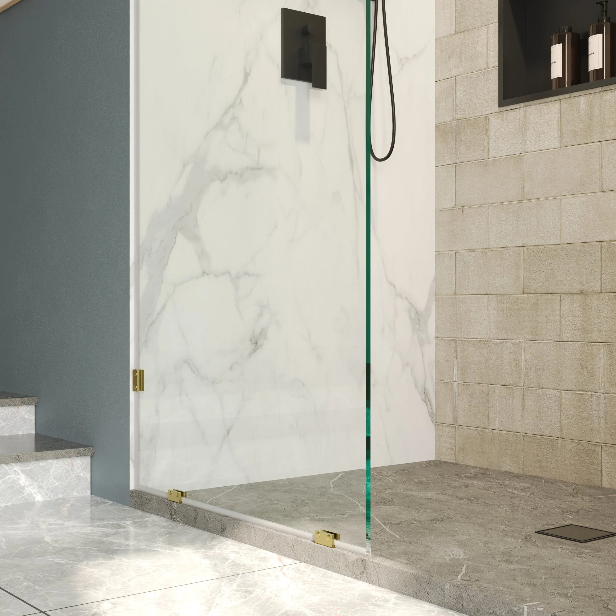 ALLY 32"x 78" Single Fixed Glass Panel for Shower, Thick Frameless Tempered Safety Glass Shower Door & Fixed Panel with Hardware - Image 4