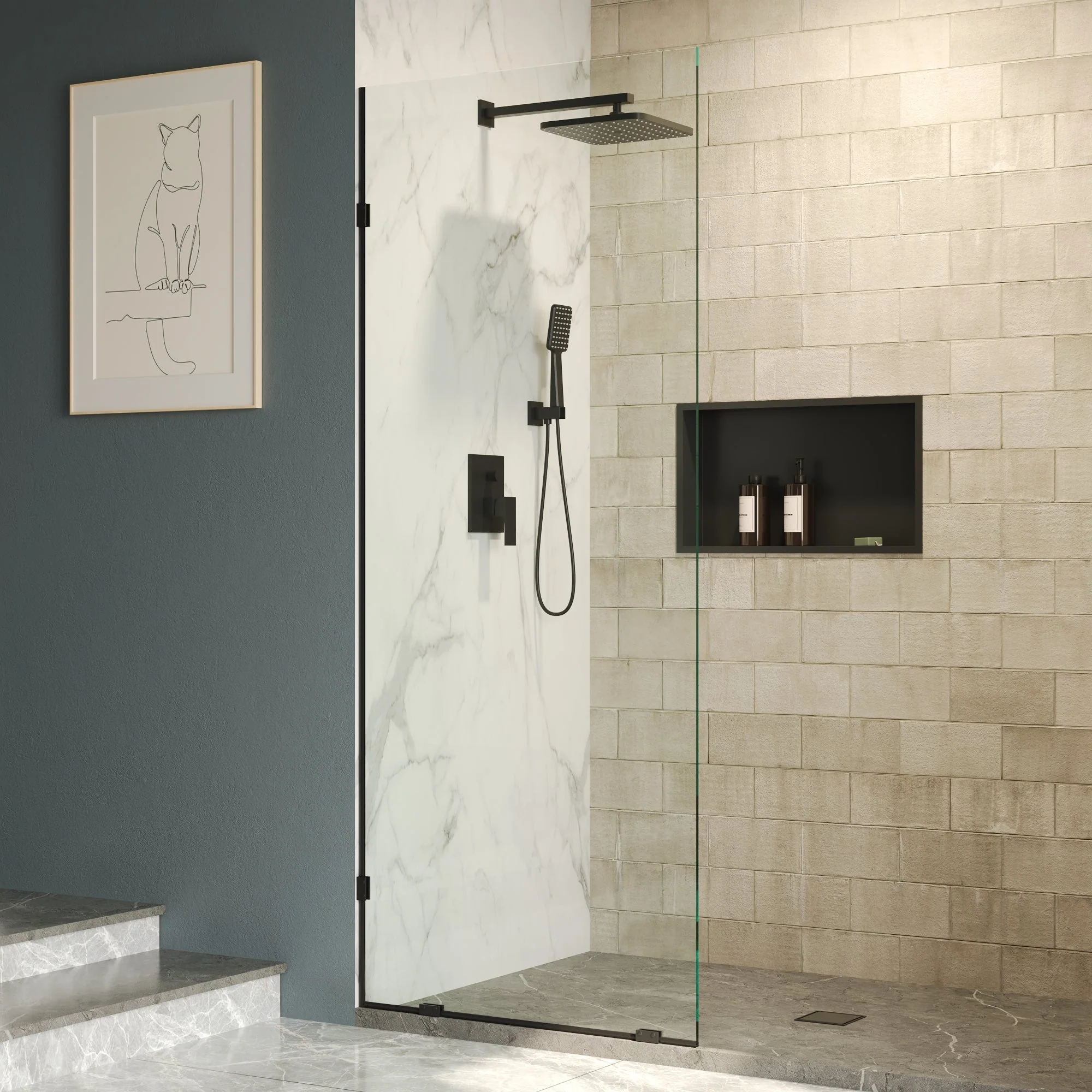 ALLY 32"x 78" Single Fixed Glass Panel for Shower, Thick Frameless Tempered Safety Glass Shower Door & Fixed Panel with Hardware - Image 8