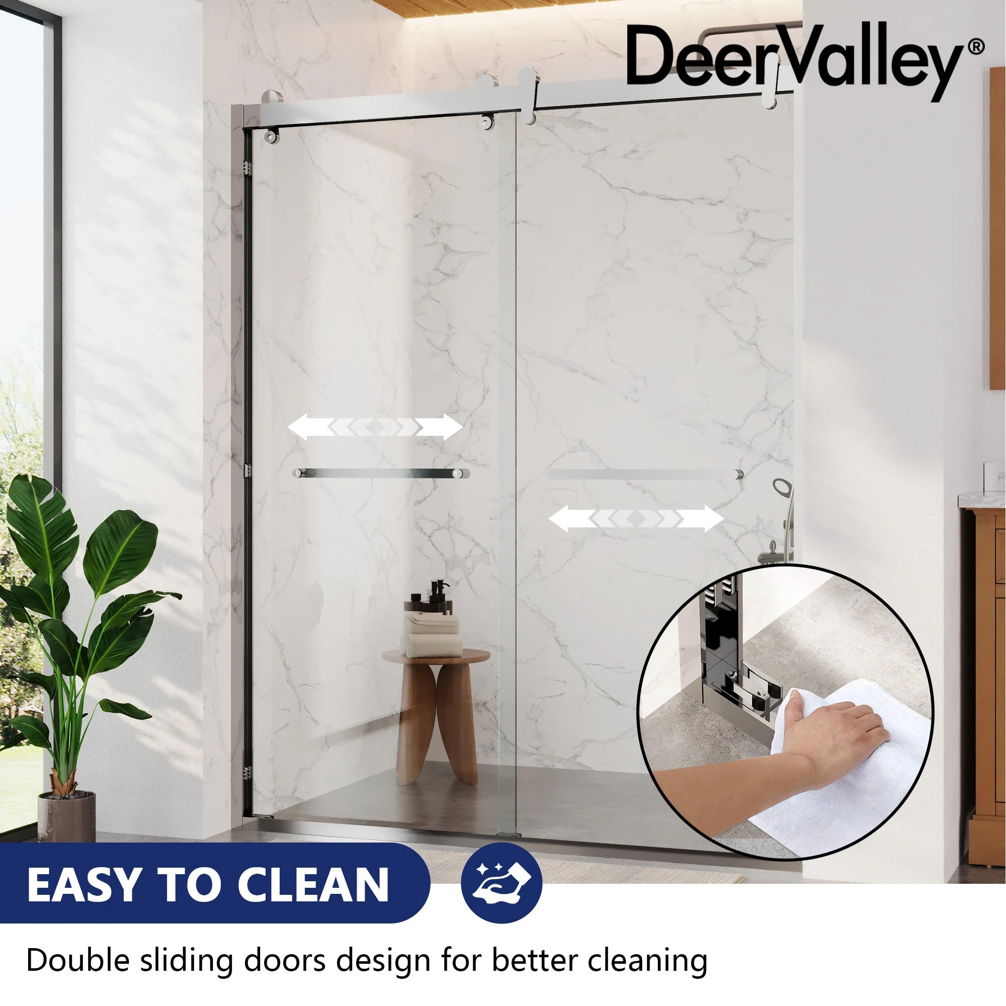 56 in. - 60 in. W x 76 in. H Framed Double Sliding Shower Door, Silver / Matte Black / Gold - Image 6