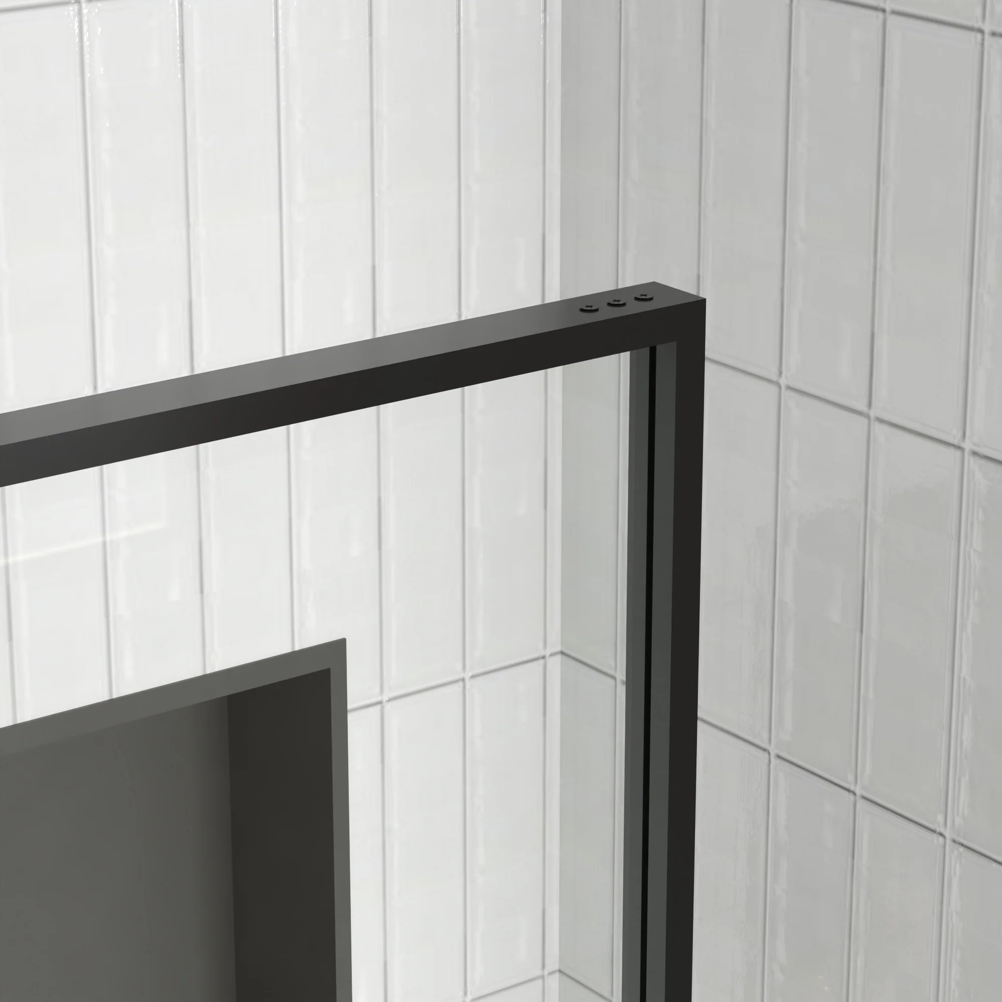 DeerValley DV-1SD0409B08 34" W x 74" H Fixed Glass Shower Screen, Bathroom Shower Glass Door with 5/16" Clear SGCC Tempered Glass Panel, Reversible Installation，Matte Black - Image 6