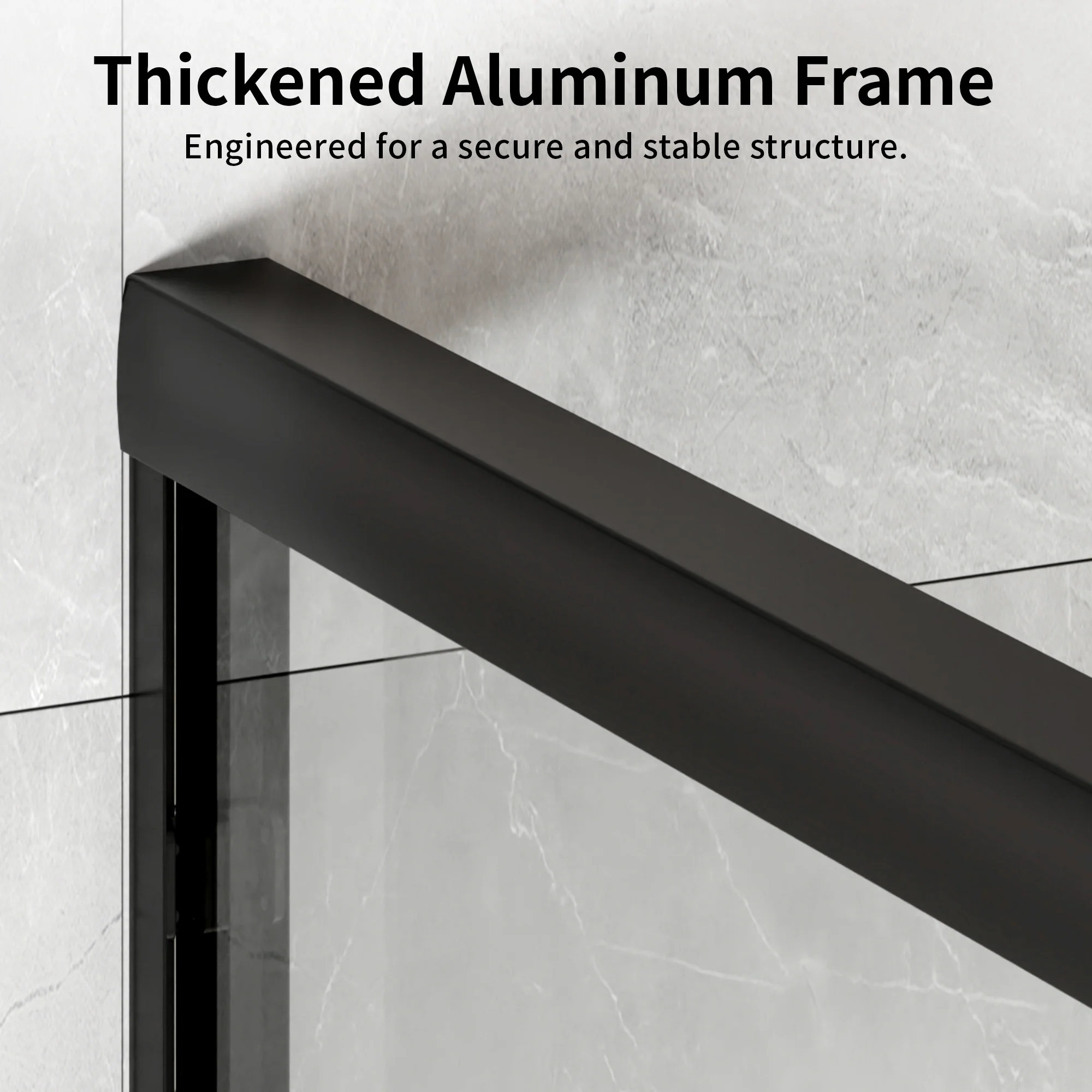 DeerValley 56" - 60" W x 60" H Framed Double Sliding Tub Door, Bypass Sliding Bathtub Shower Door with 1/4" Clear Tempered Glass, Aluminum Frame with Stainless Steel Towel Bar, Matte Black - Image 16