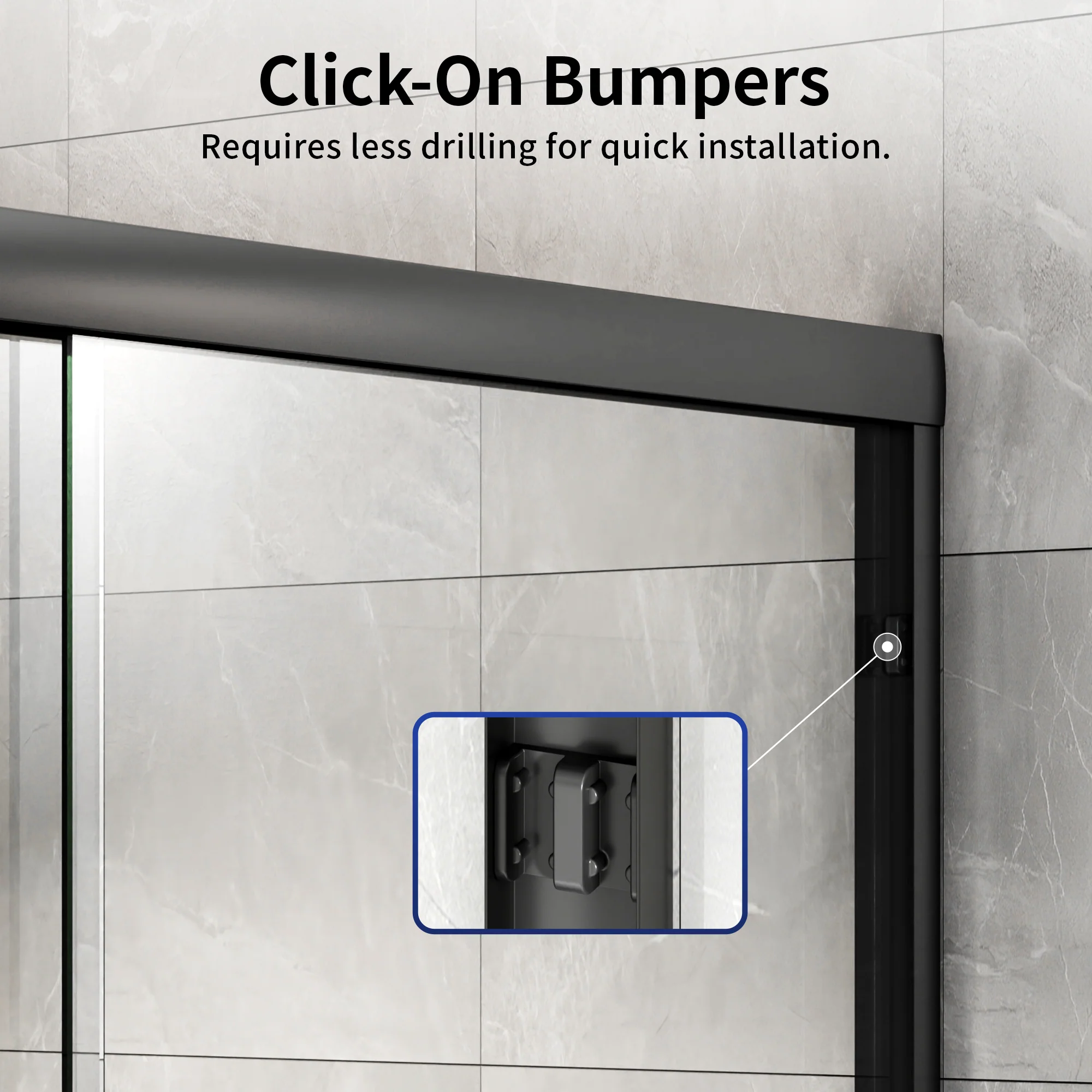 DeerValley 56" - 60" W x 60" H Framed Double Sliding Tub Door, Bypass Sliding Bathtub Shower Door with 1/4" Clear Tempered Glass, Aluminum Frame with Stainless Steel Towel Bar, Matte Black - Image 22