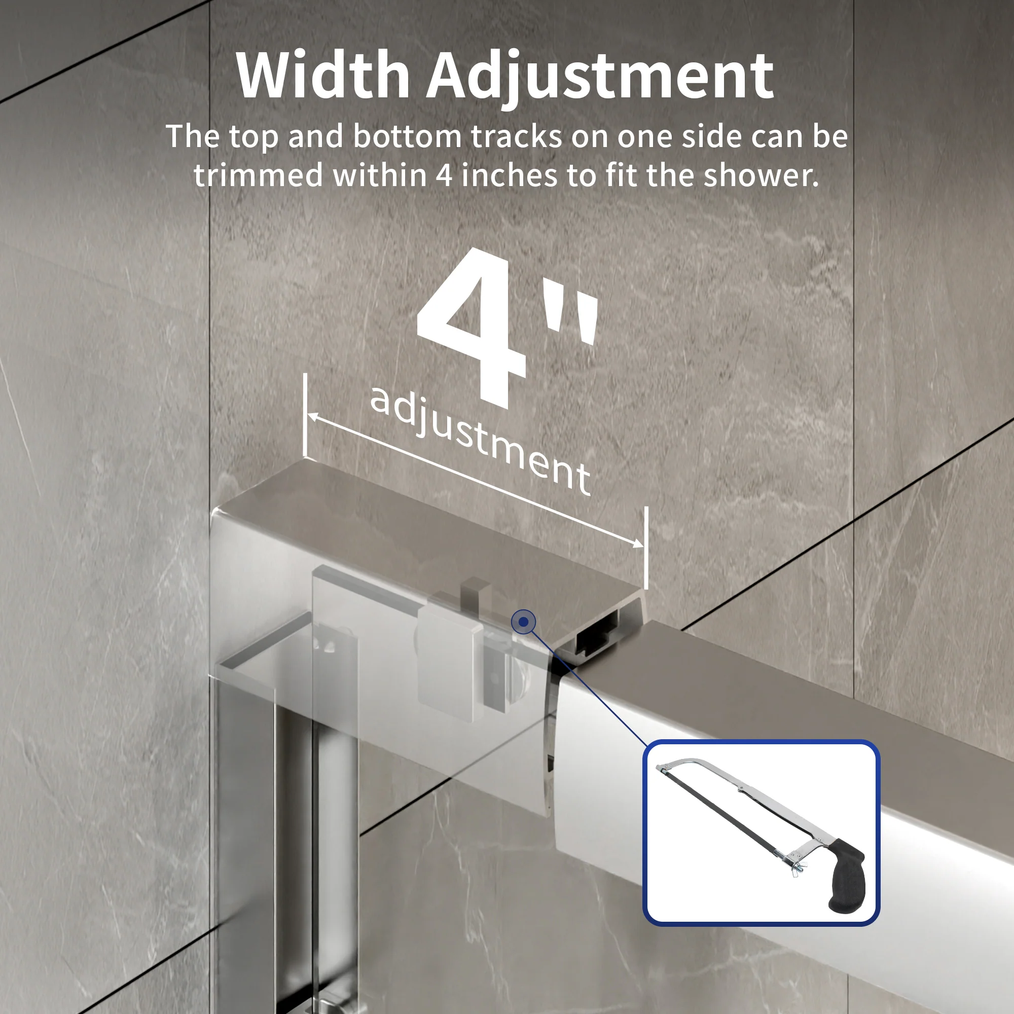 DeerValley 56" - 60" W x 60" H Framed Double Sliding Tub Door, Bypass Sliding Bathtub Shower Door with 1/4" Clear Tempered Glass, Aluminum Frame with Stainless Steel Towel Bar, Matte Black - Image 3